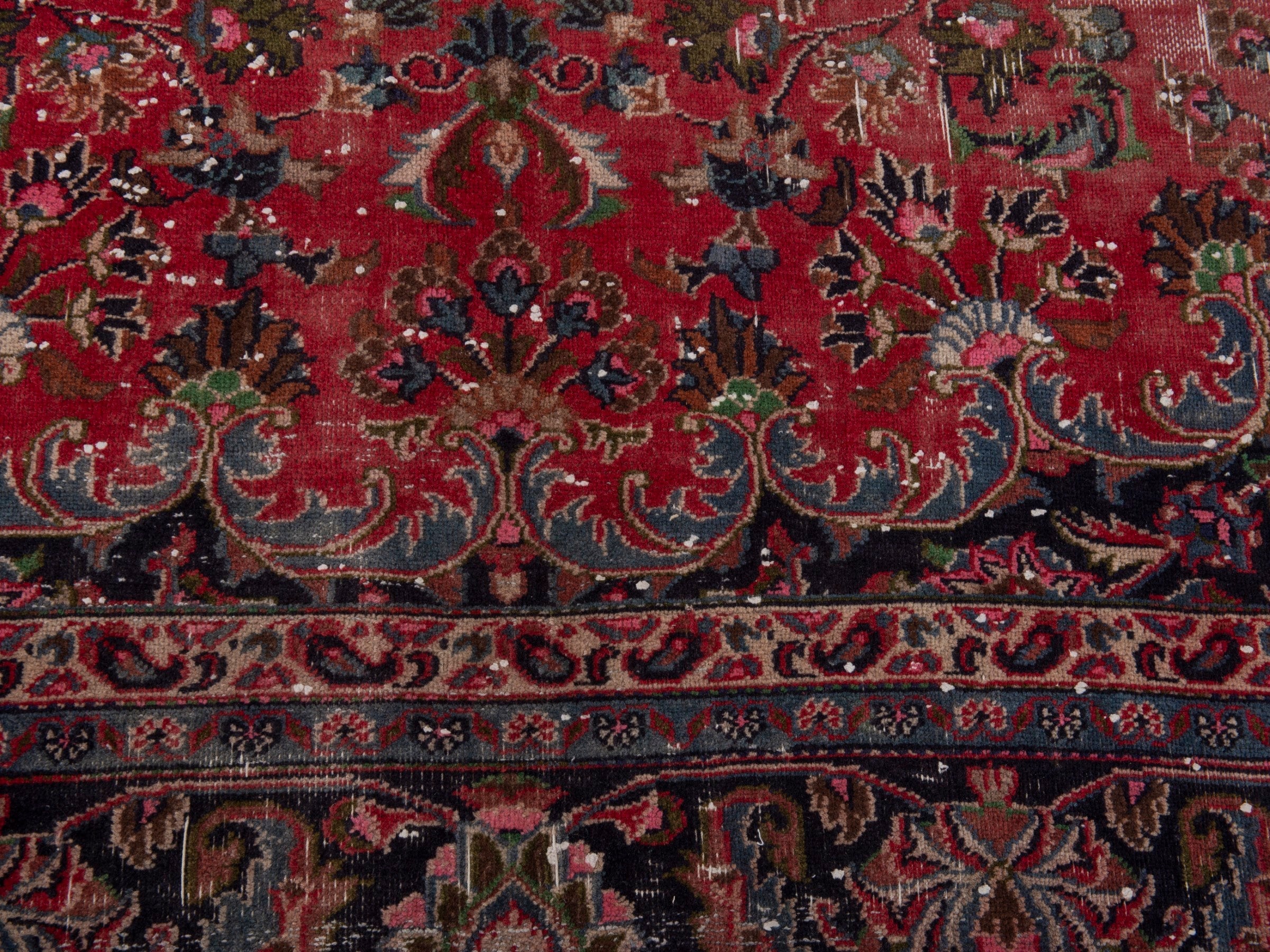 Persian Mashhad oversized rug in deep red and burgundy, view 11 of 19