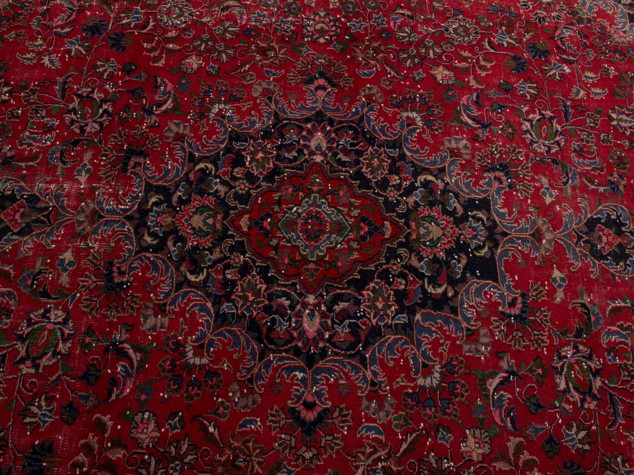 Persian Mashhad oversized rug in deep red and burgundy, view 12 of 19