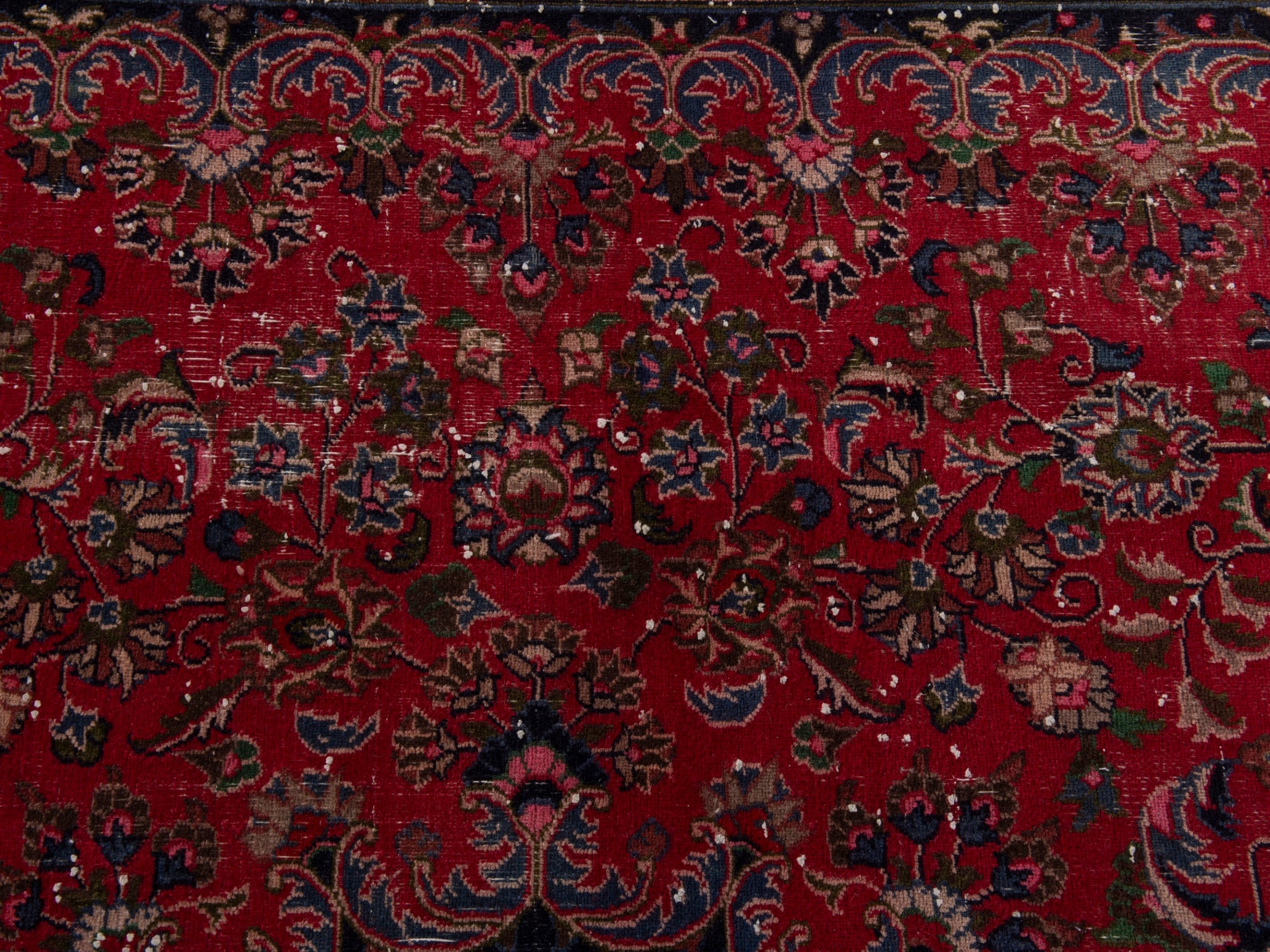 Persian Mashhad oversized rug in deep red and burgundy, view 13 of 19