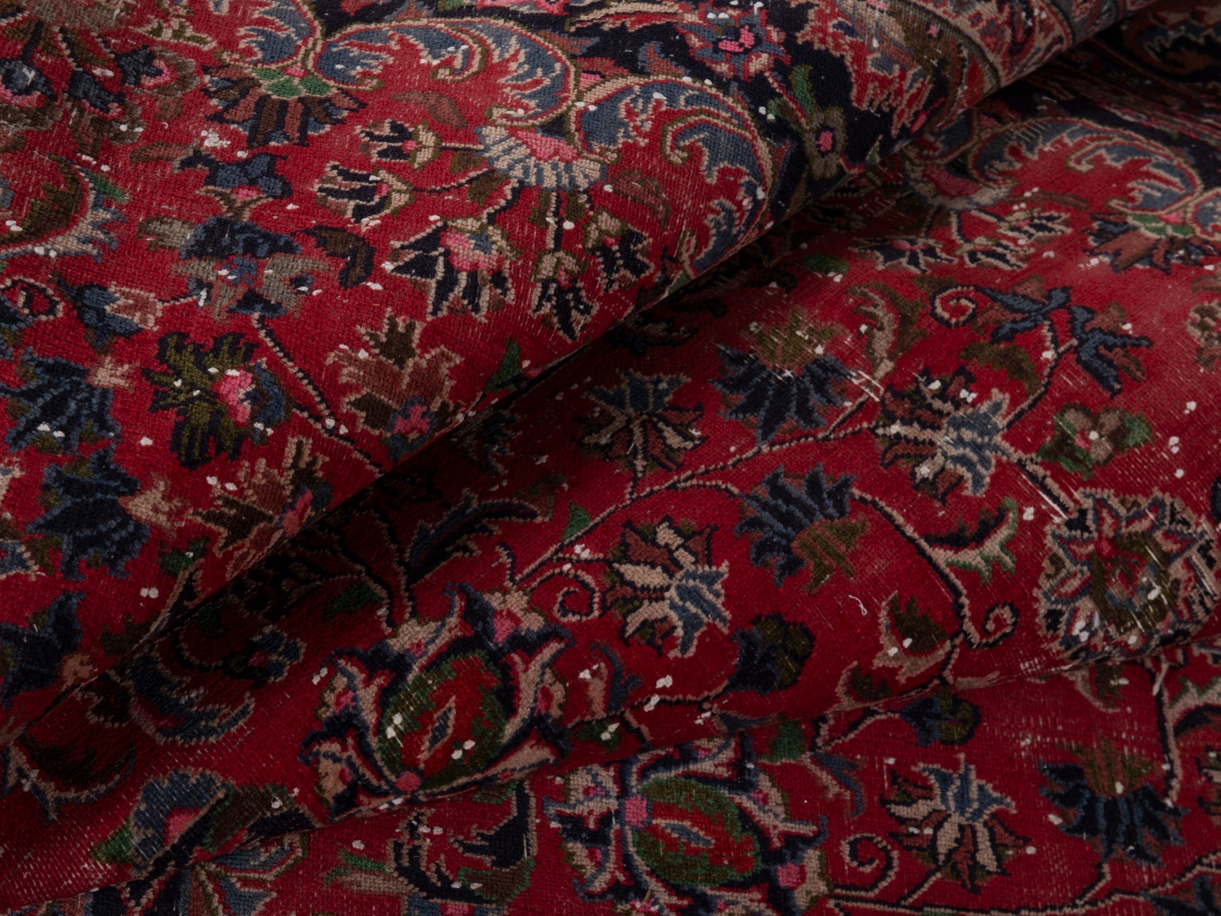 Persian Mashhad oversized rug in deep red and burgundy, view 15 of 19