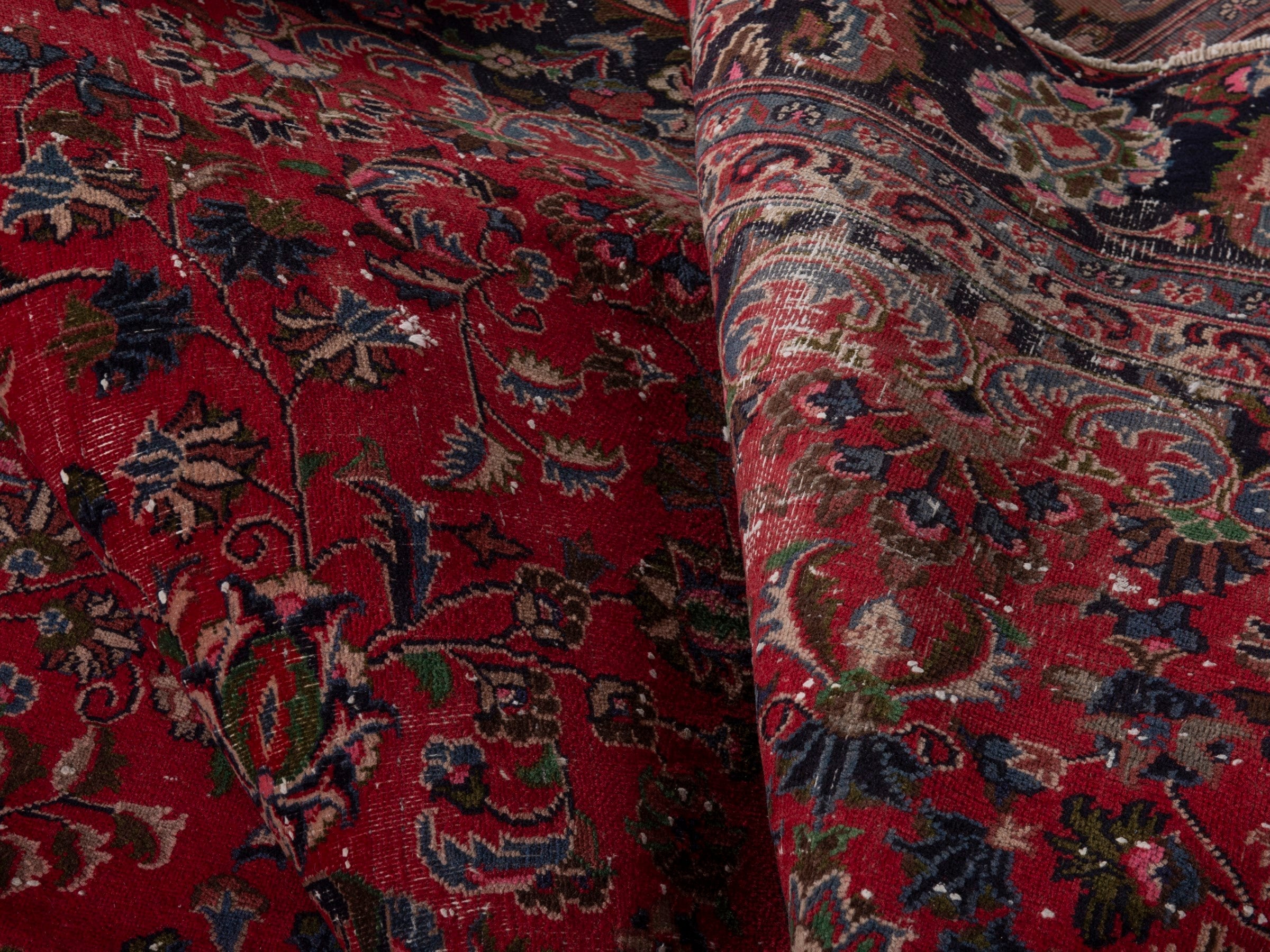 Persian Mashhad oversized rug in deep red and burgundy, view 16 of 19