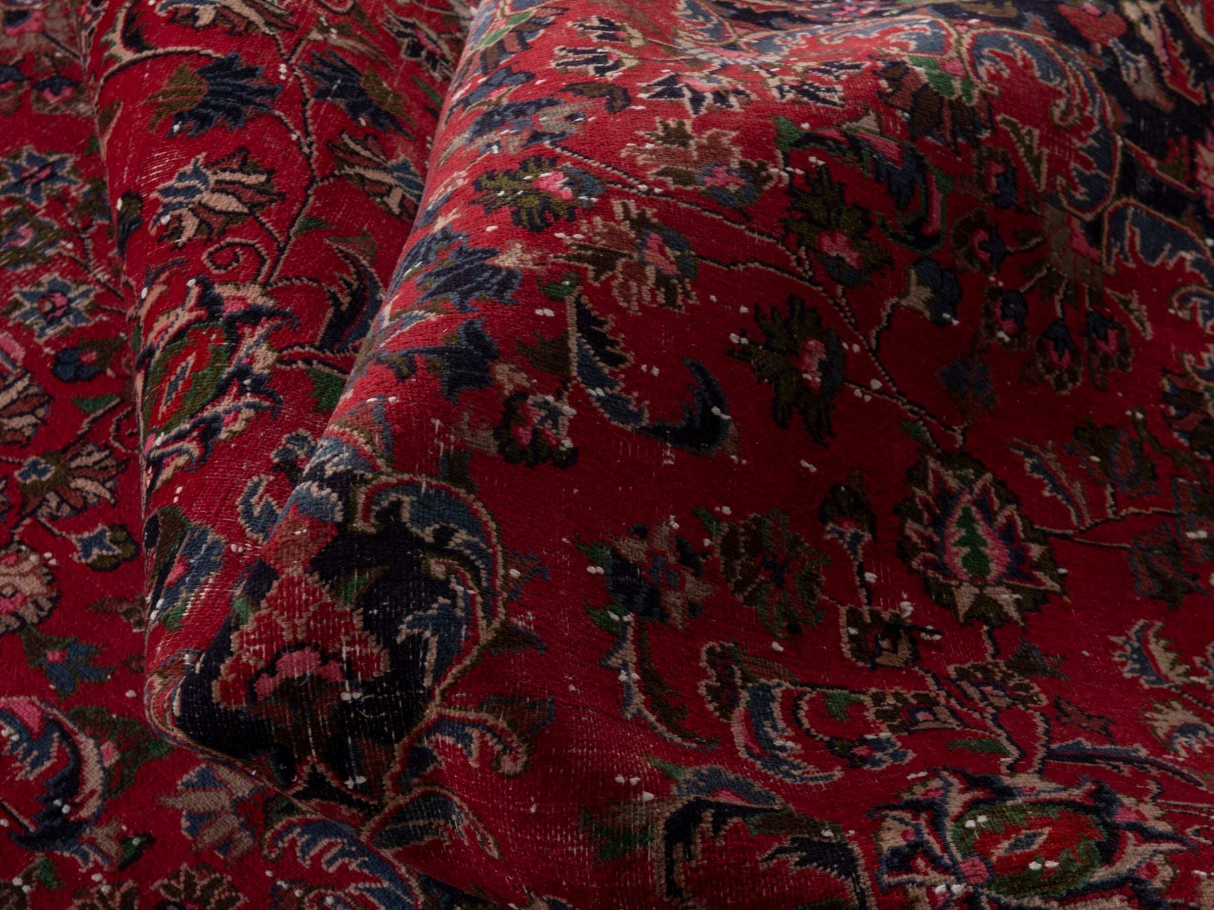 Persian Mashhad oversized rug in deep red and burgundy, view 17 of 19