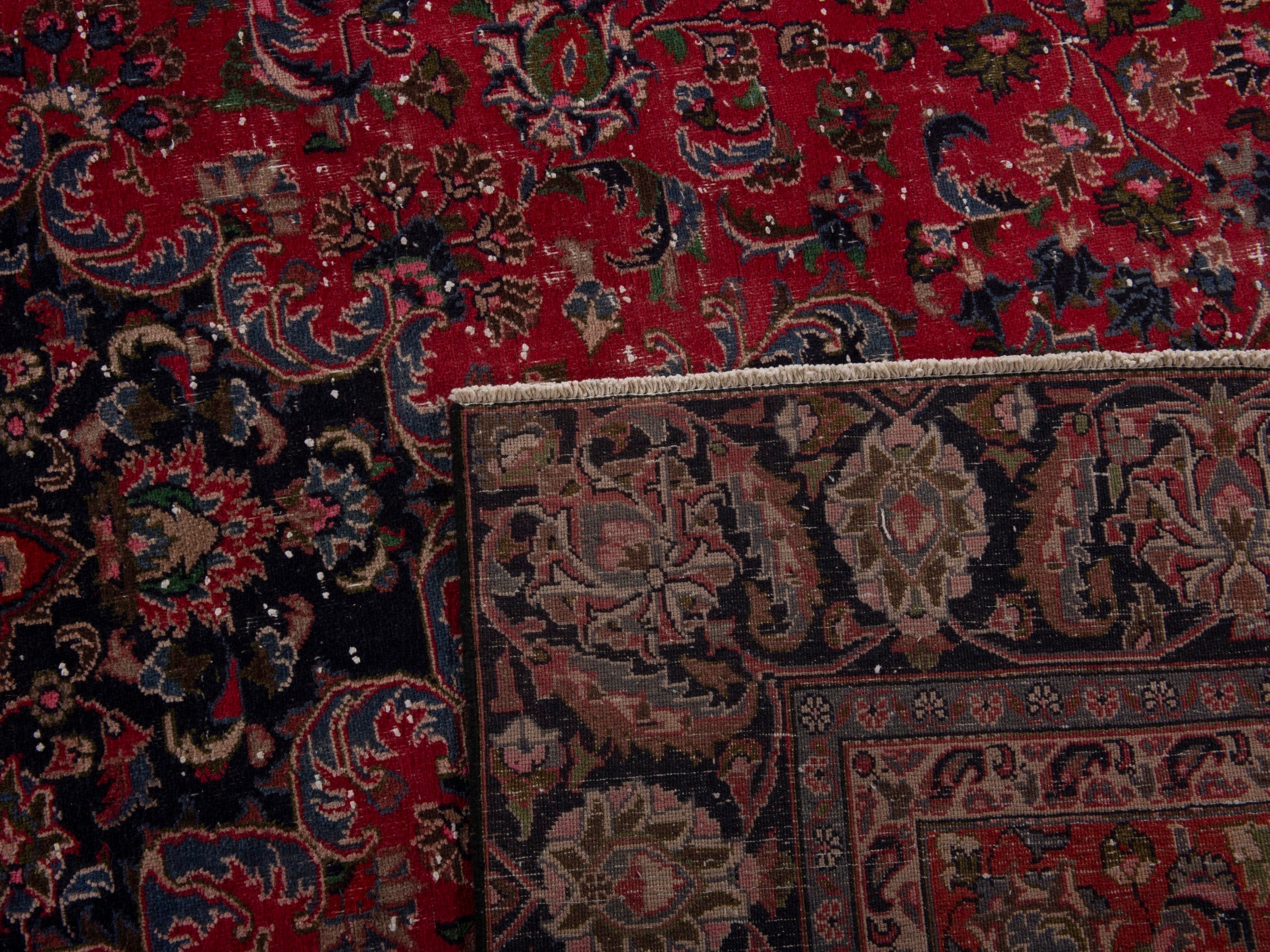 Persian Mashhad oversized rug in deep red and burgundy, view 19 of 19
