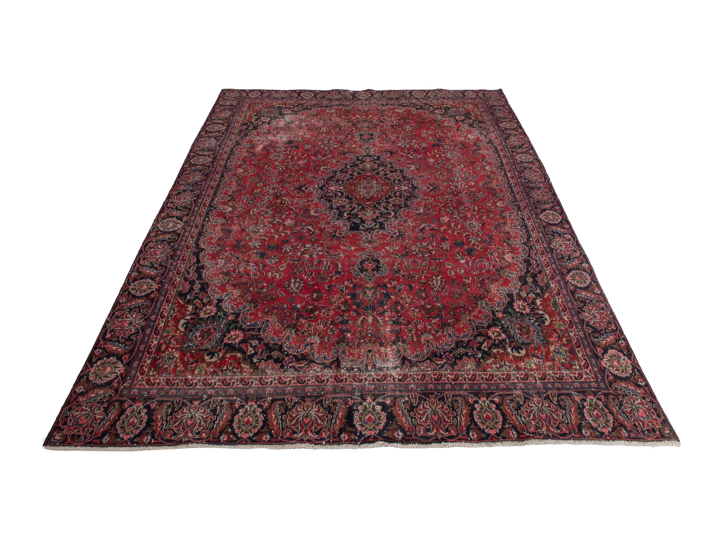 Persian Mashhad oversized rug in deep red and burgundy, view 2 of 19