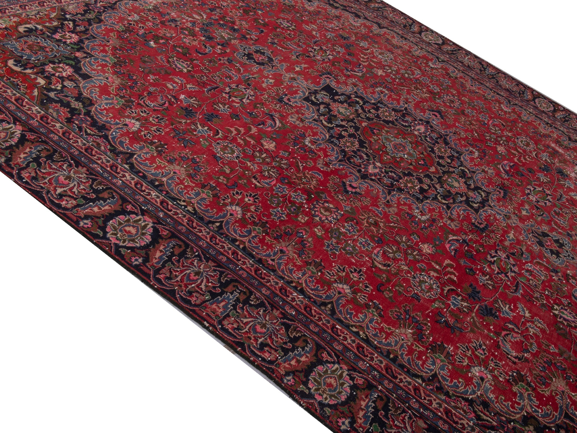 Persian Mashhad oversized rug in deep red and burgundy, view 4 of 19