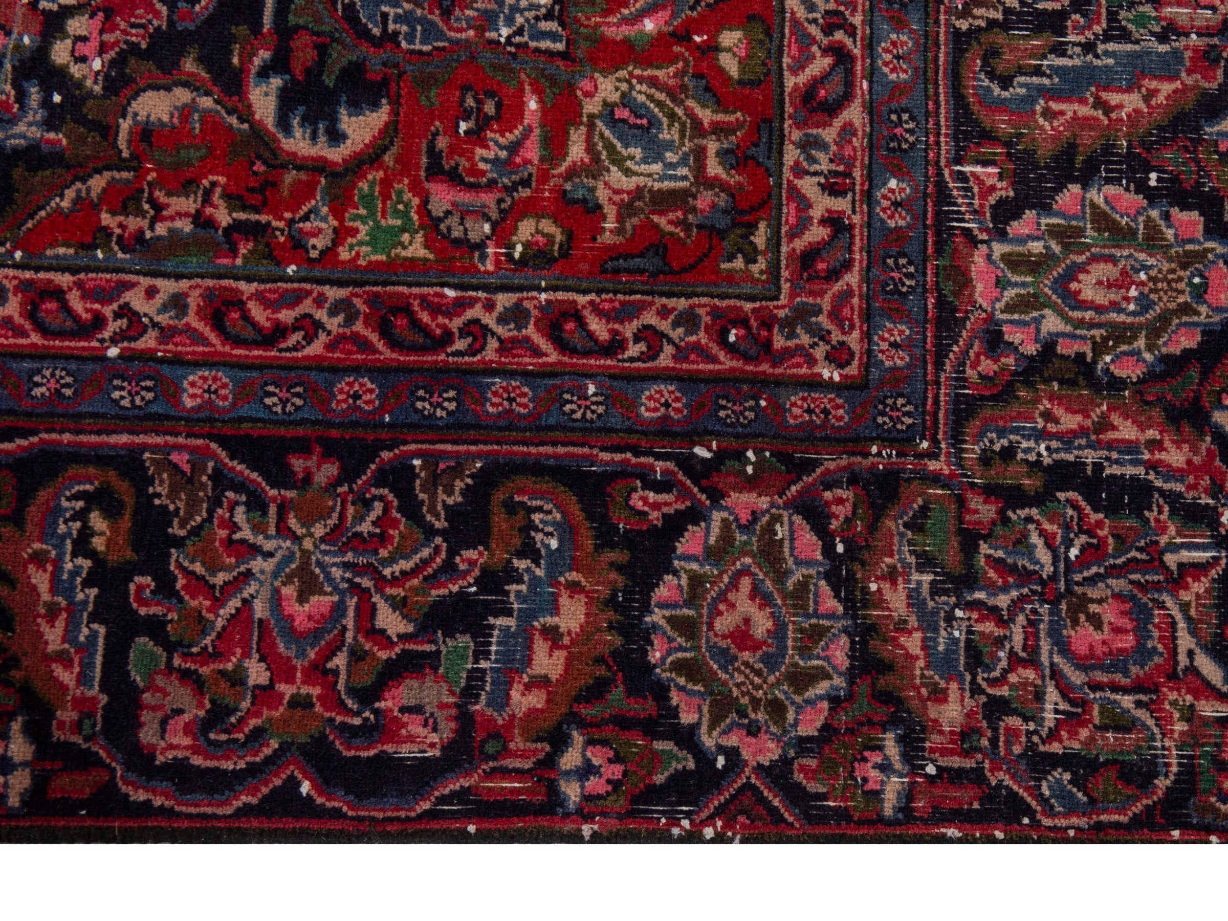 Persian Mashhad oversized rug in deep red and burgundy, view 5 of 19