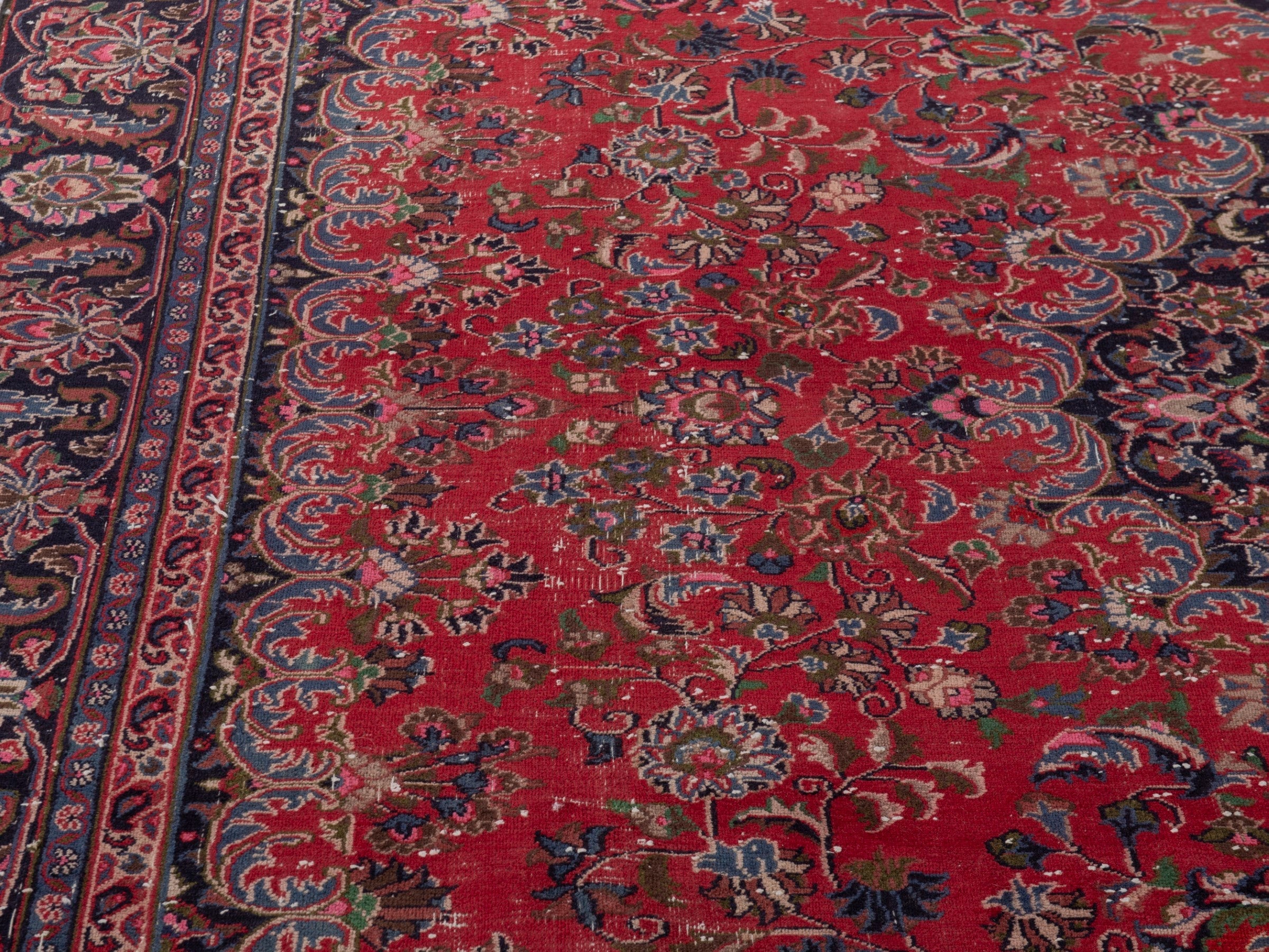 Persian Mashhad oversized rug in deep red and burgundy, view 7 of 19