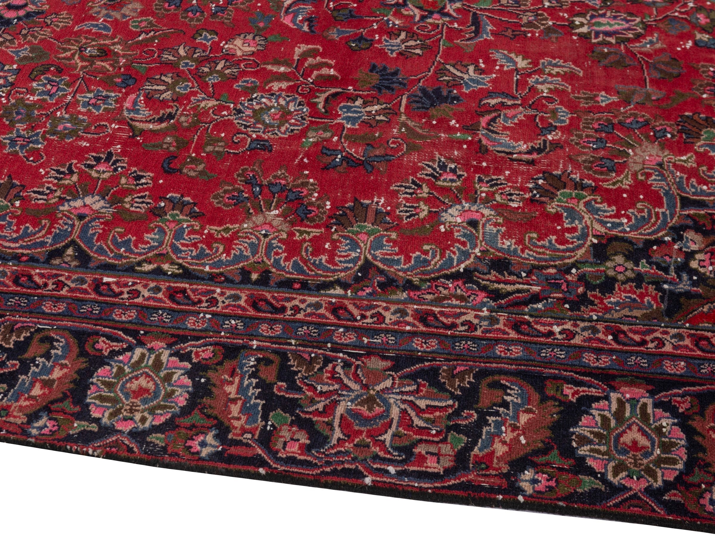 Persian Mashhad oversized rug in deep red and burgundy, view 8 of 19