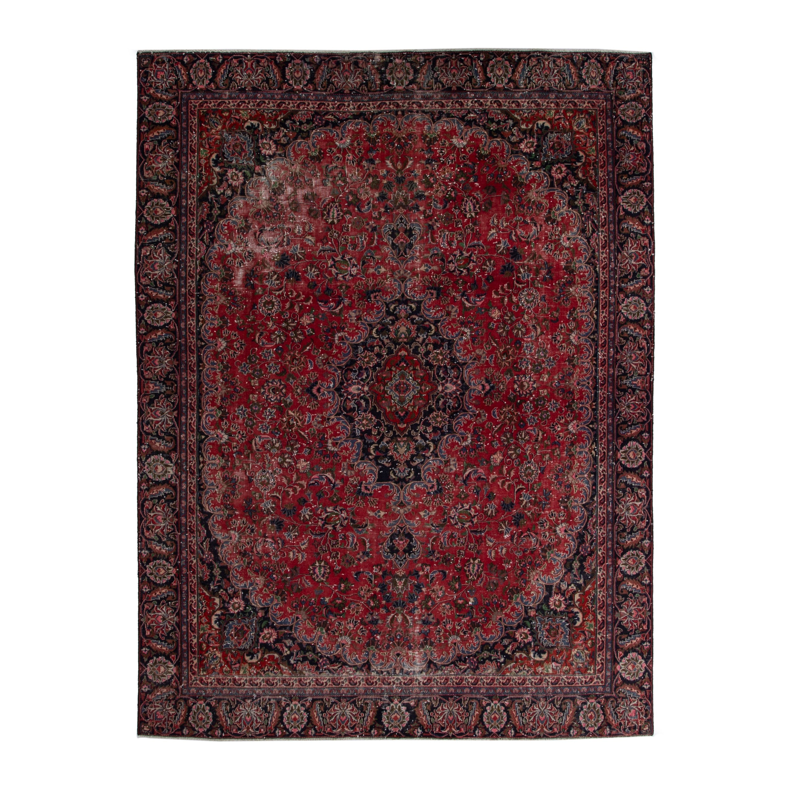 Persian Mashhad oversized rug in deep red and burgundy, 9'1" x 11'8"