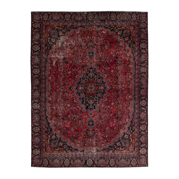 Persian Mashhad oversized rug in deep red and burgundy, 9'1" x 11'8"