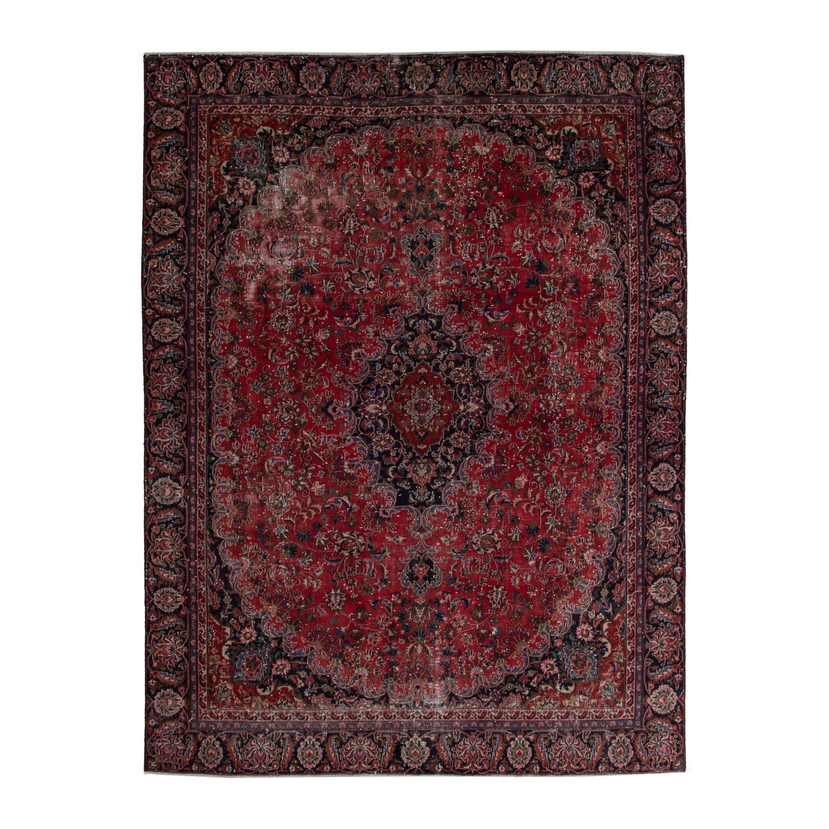 Persian Mashhad oversized rug in deep red and burgundy, 9'1" x 11'8"