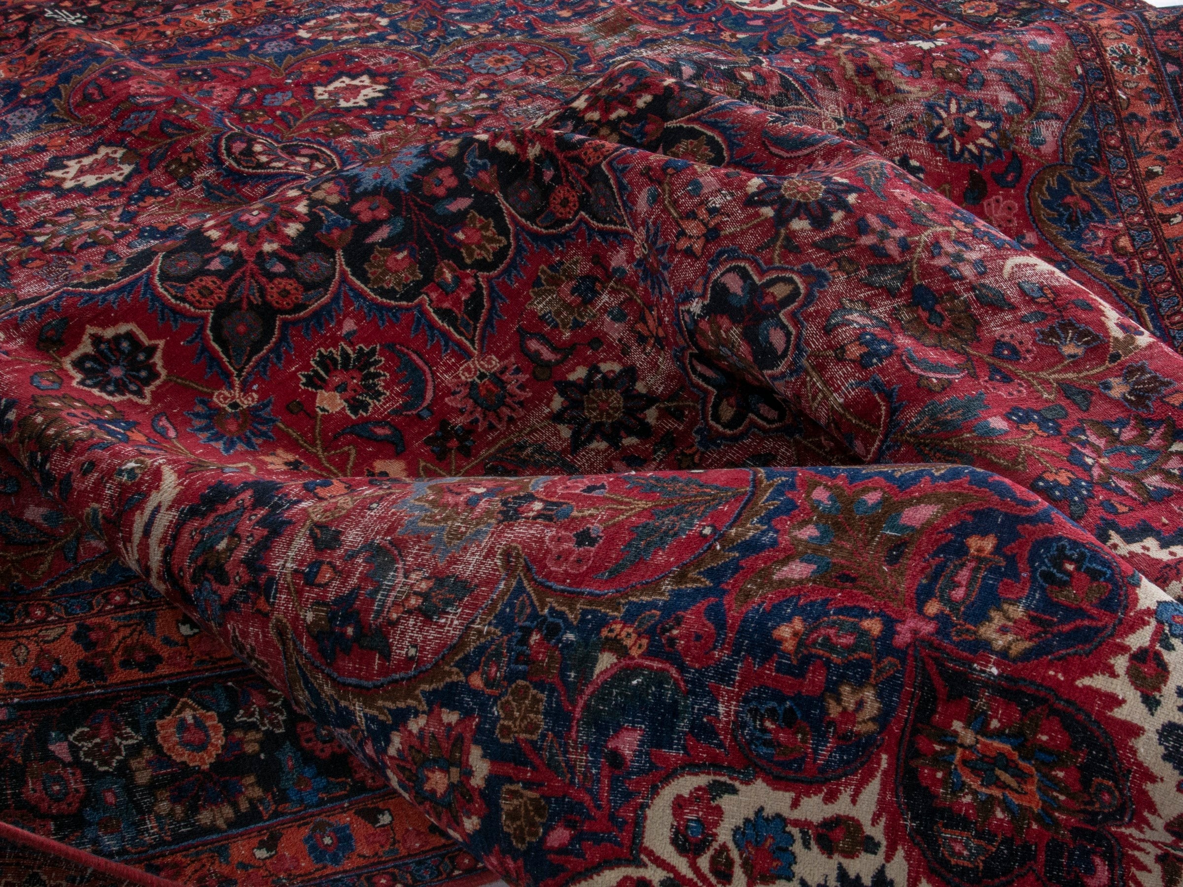 Persian Dorokhsh oversized rug in burgundy and deep red, view 20 of 21