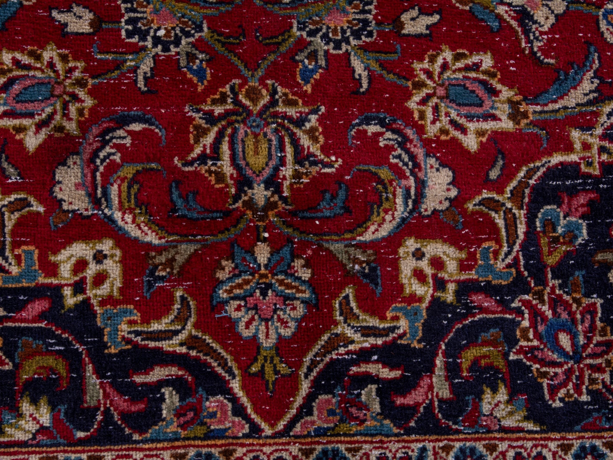 Persian Kashan oversized rug in deep red and burgundy, view 11 of 12