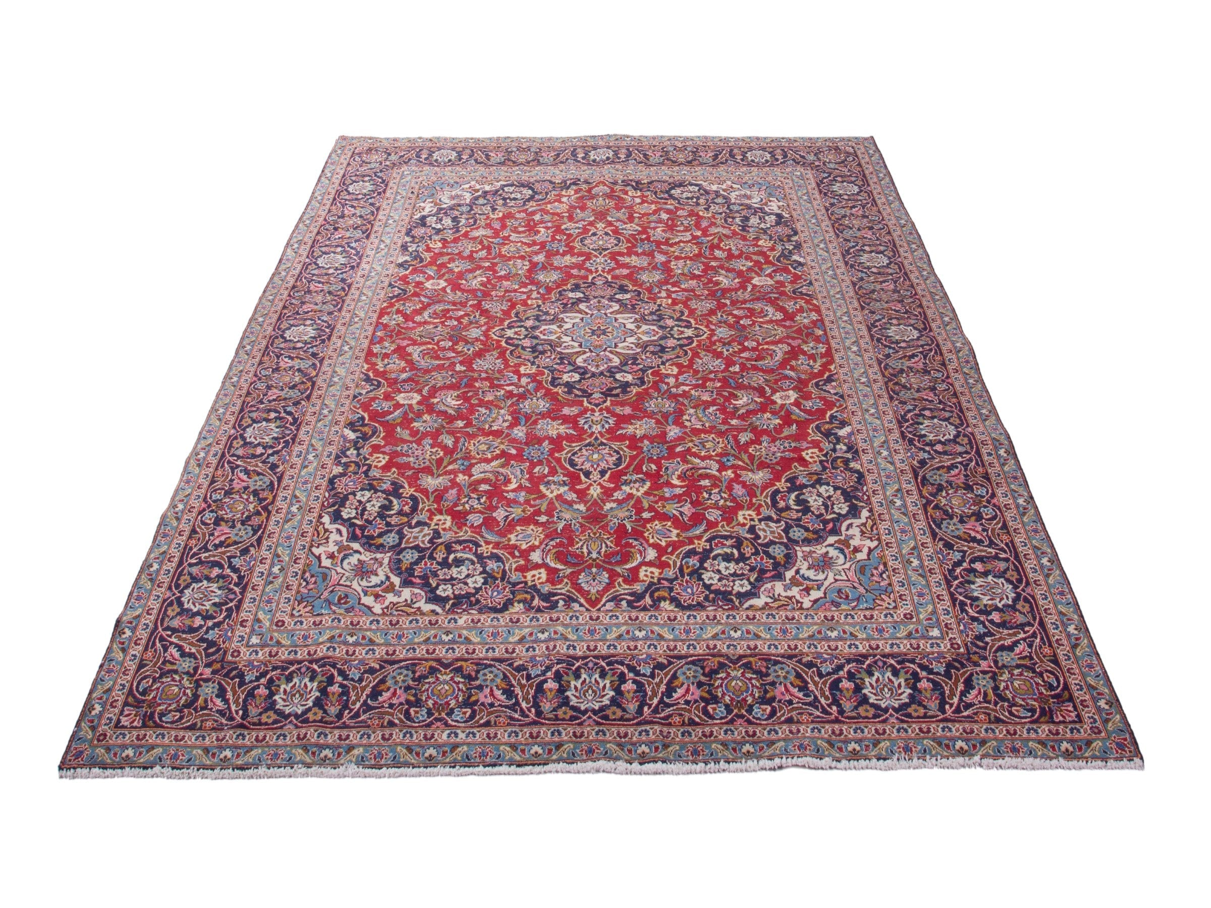 Persian Kashan oversized rug in deep red and burgundy, view 2 of 12