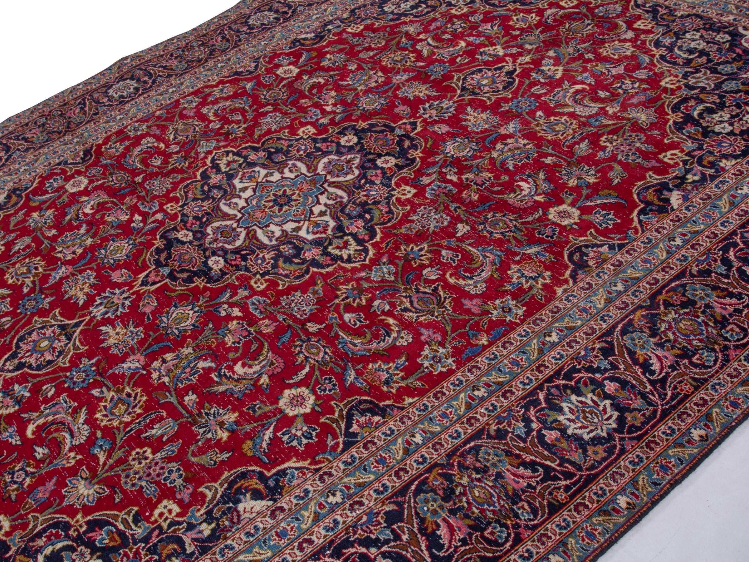 Persian Kashan oversized rug in deep red and burgundy, view 3 of 12