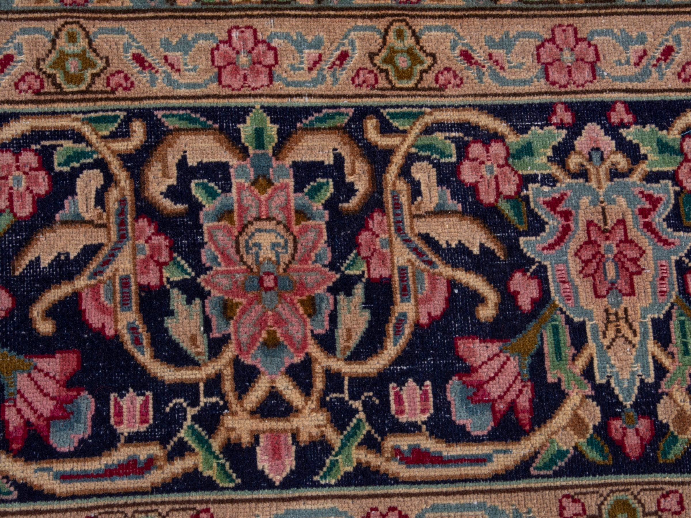Persian Kerman oversized rug in deep red and navy, view 10 of 20
