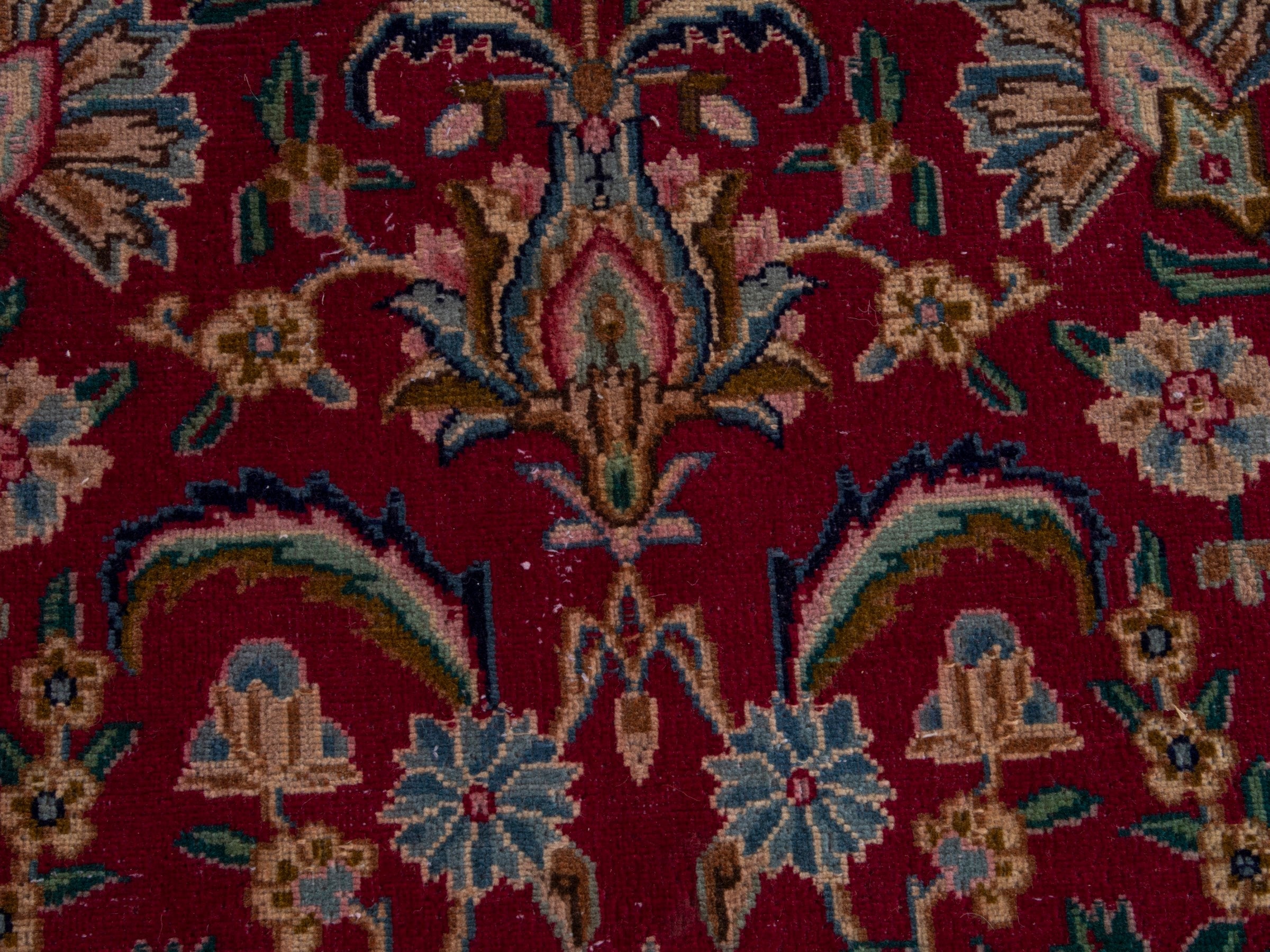 Persian Kerman oversized rug in deep red and navy, view 11 of 20