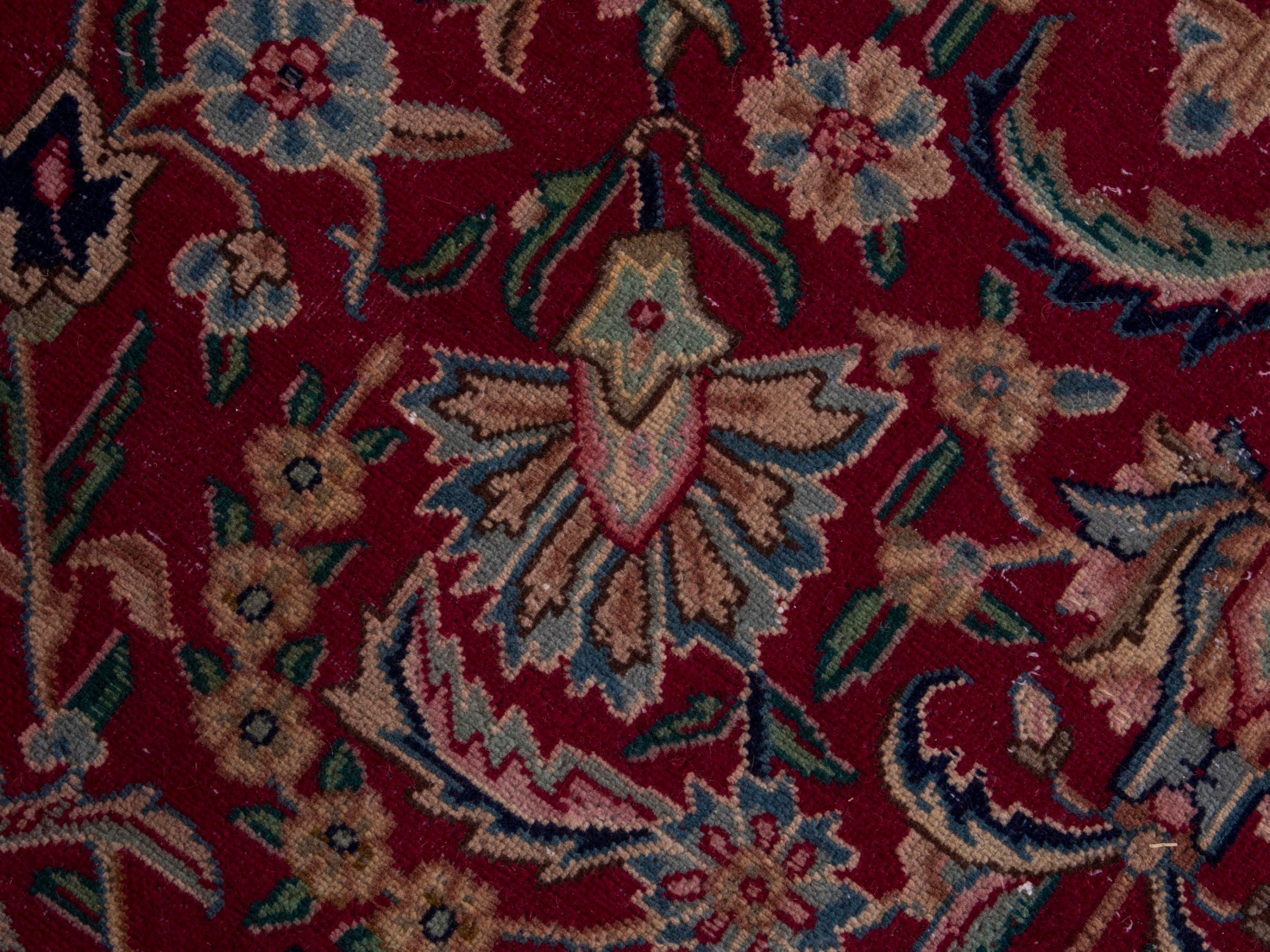 Persian Kerman oversized rug in deep red and navy, view 12 of 20