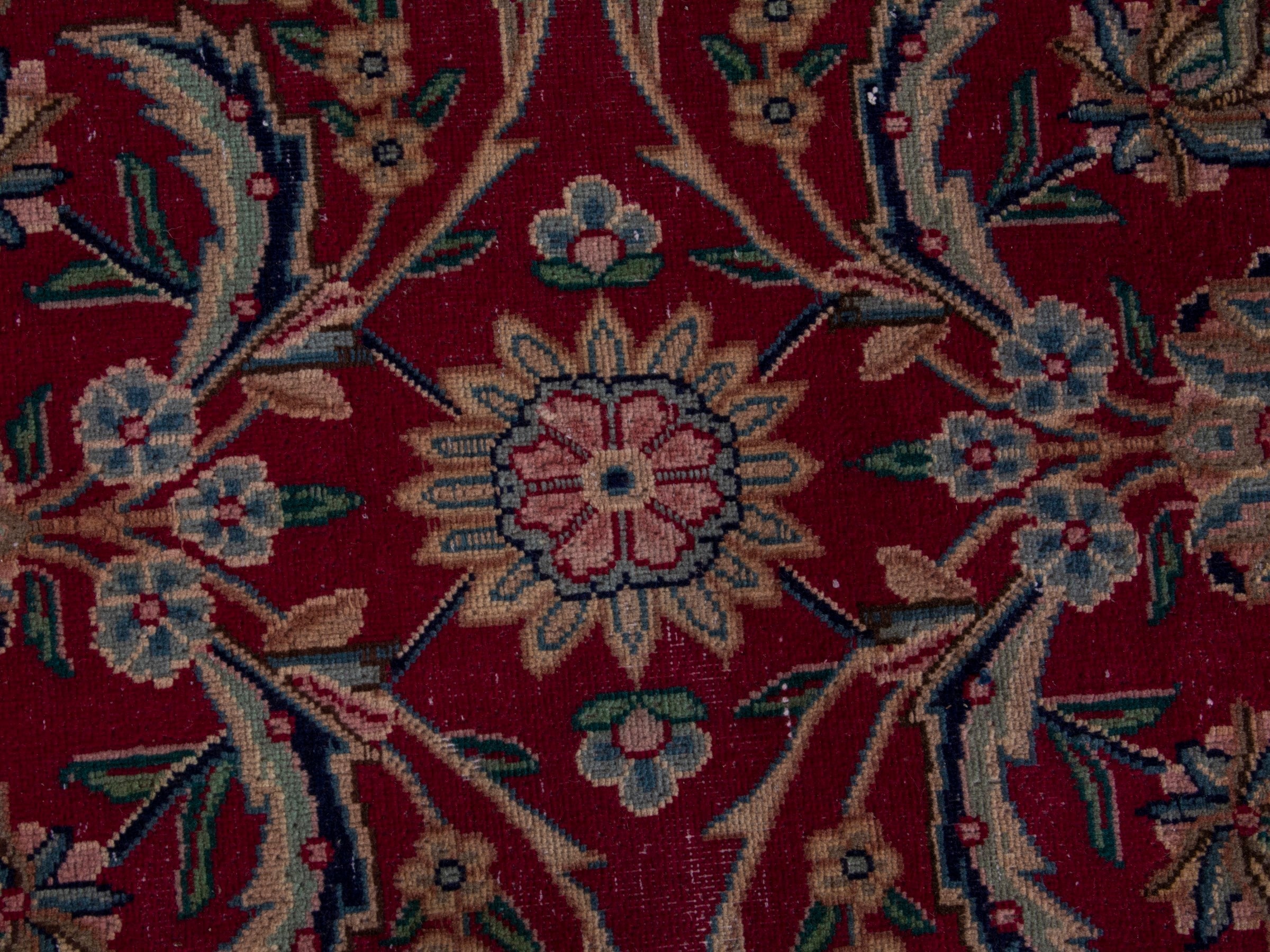Persian Kerman oversized rug in deep red and navy, view 13 of 20