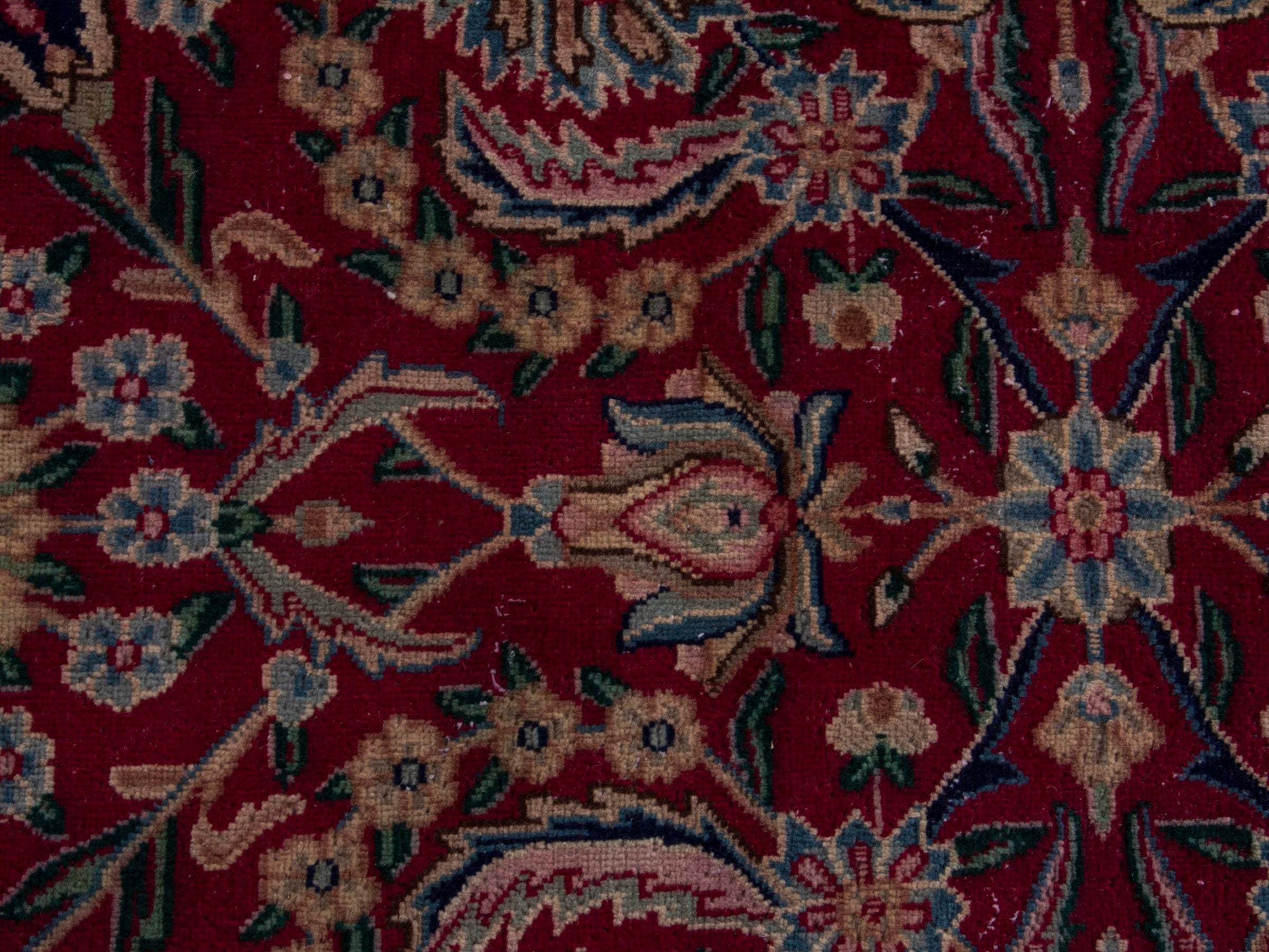 Persian Kerman oversized rug in deep red and navy, view 14 of 20