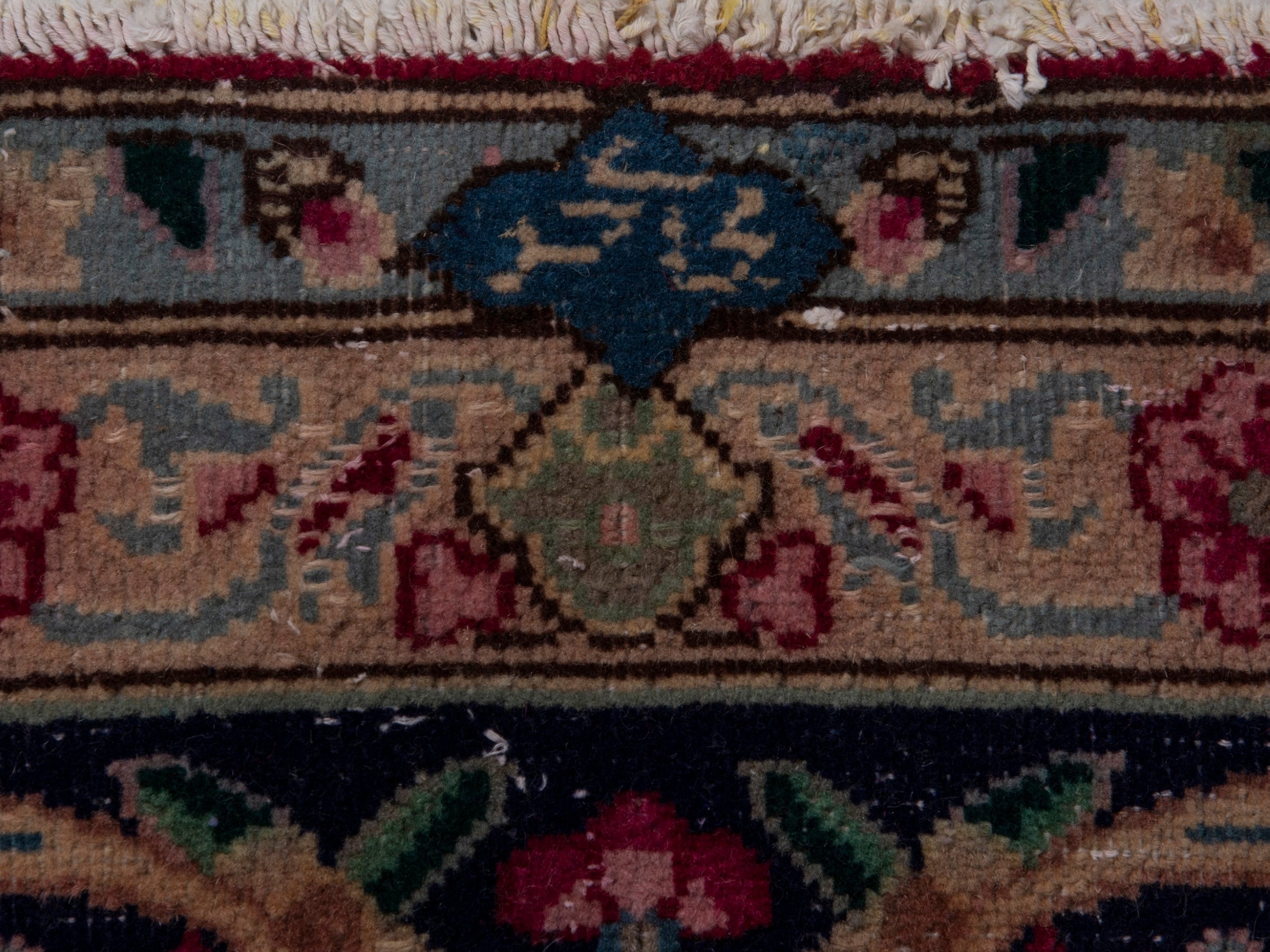 Persian Kerman oversized rug in deep red and navy, view 15 of 20