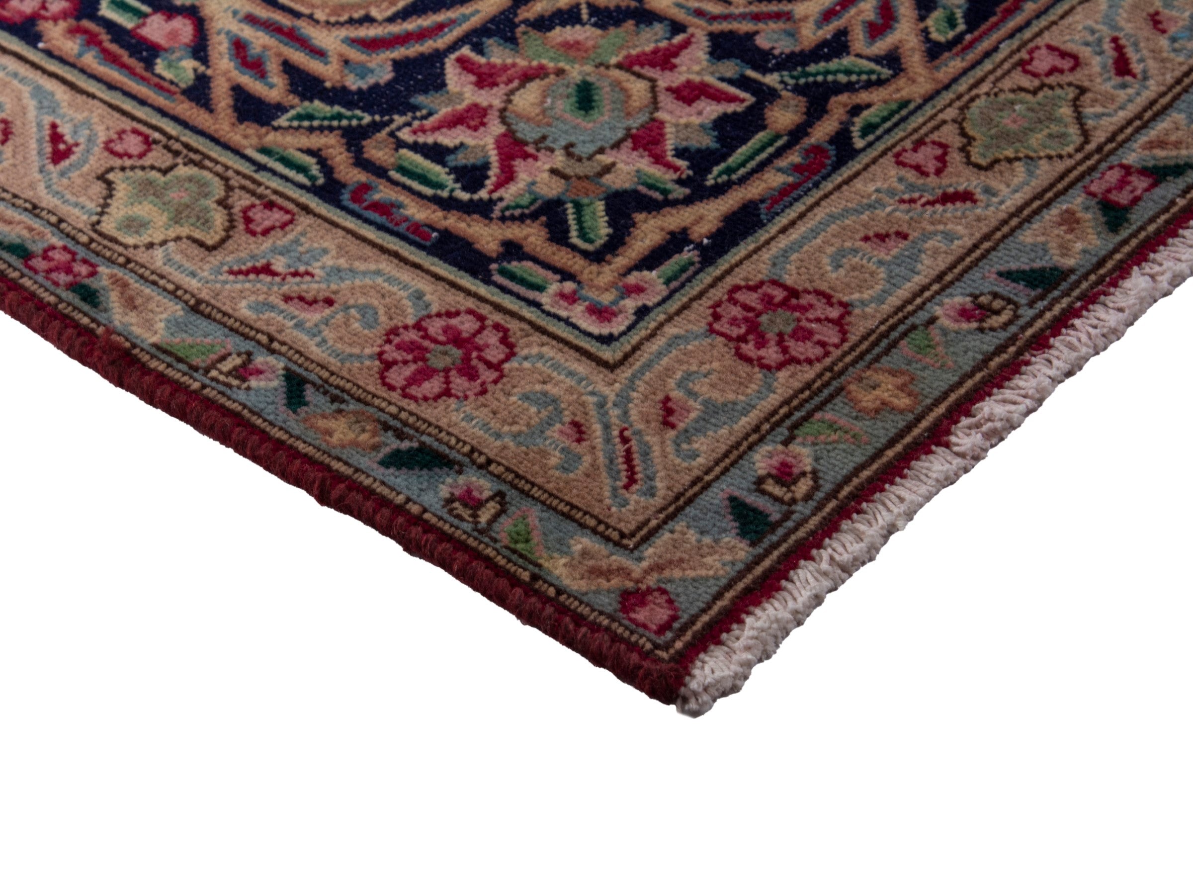 Persian Kerman oversized rug in deep red and navy, view 6 of 20