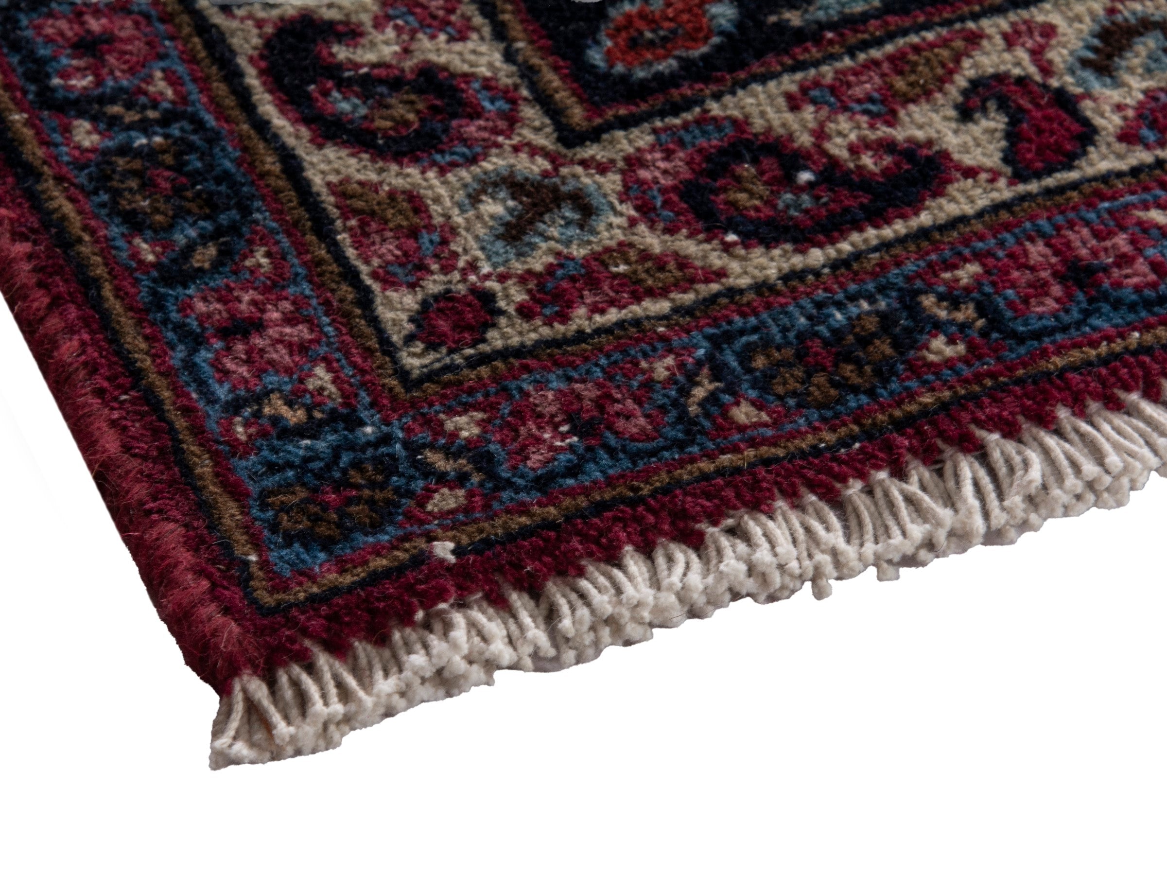 Persian Mashhad oversized rug in burgundy and navy, view 7 of 21