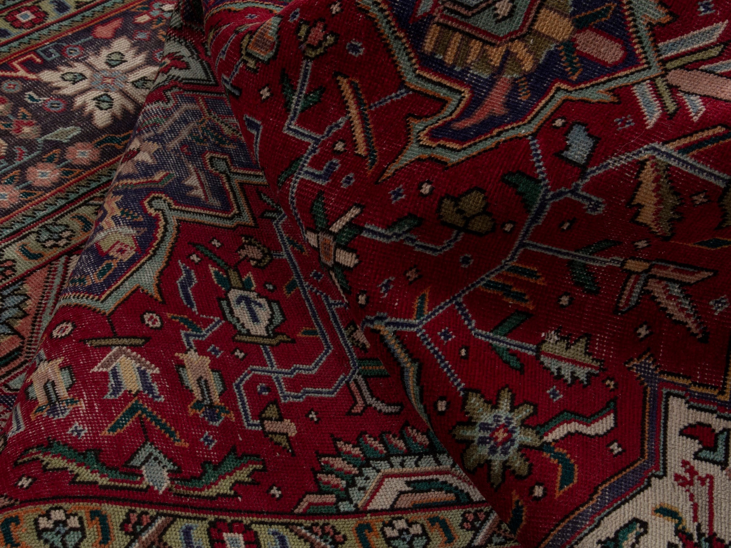 Persian Tabriz oversized rug in deep red and burgundy, view 15 of 18