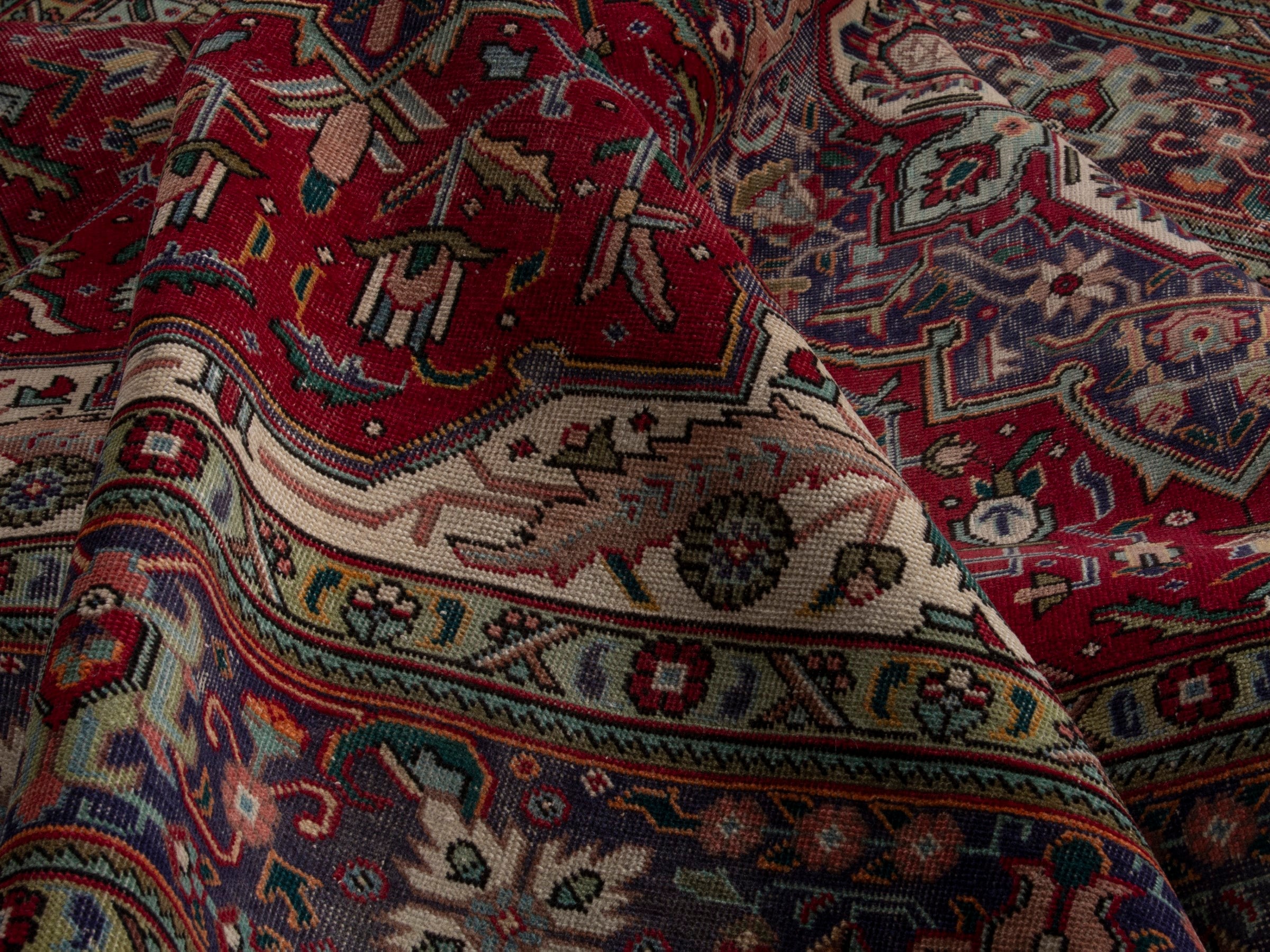 Persian Tabriz oversized rug in deep red and burgundy, view 16 of 18