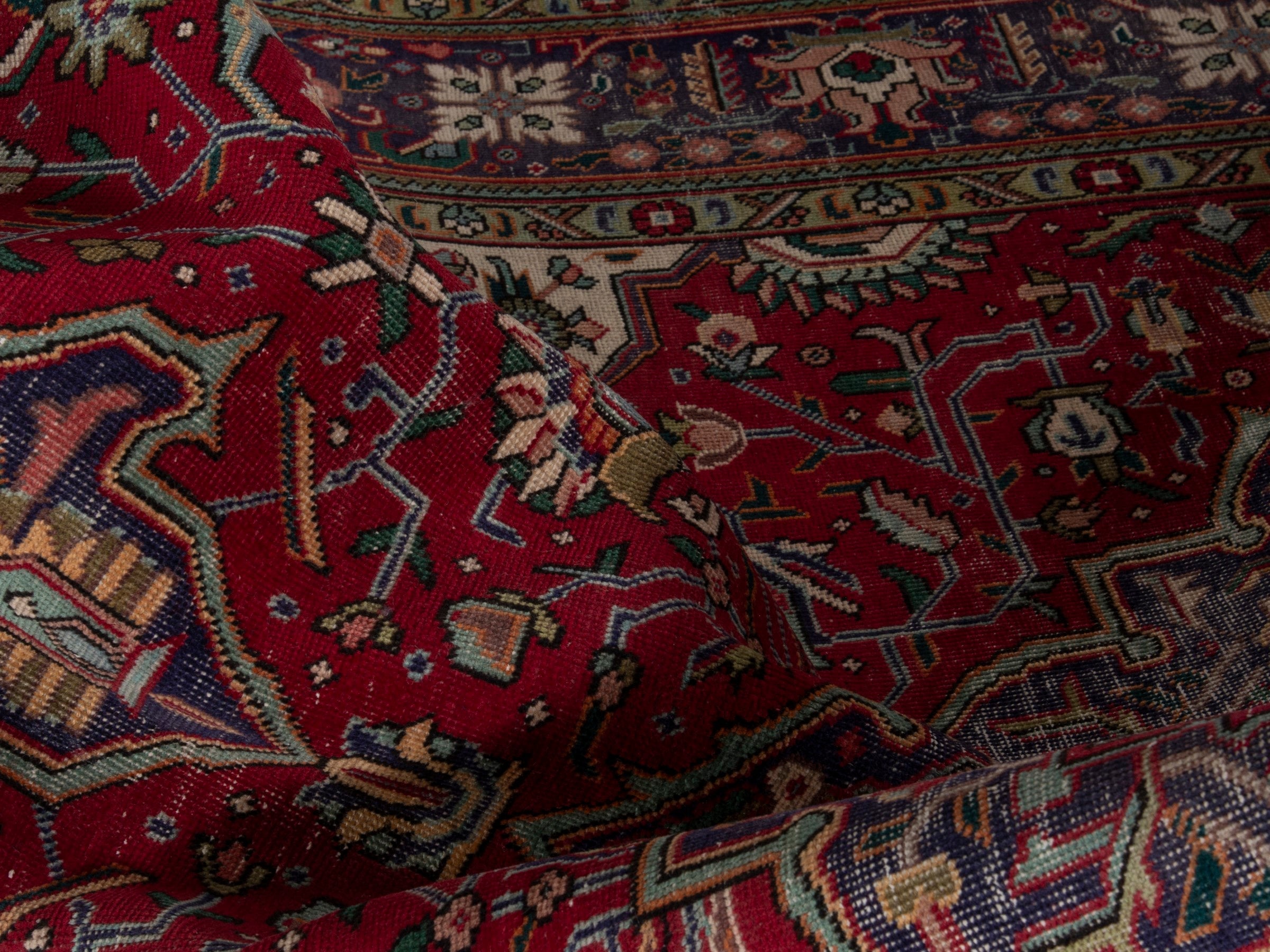 Persian Tabriz oversized rug in deep red and burgundy, view 17 of 18