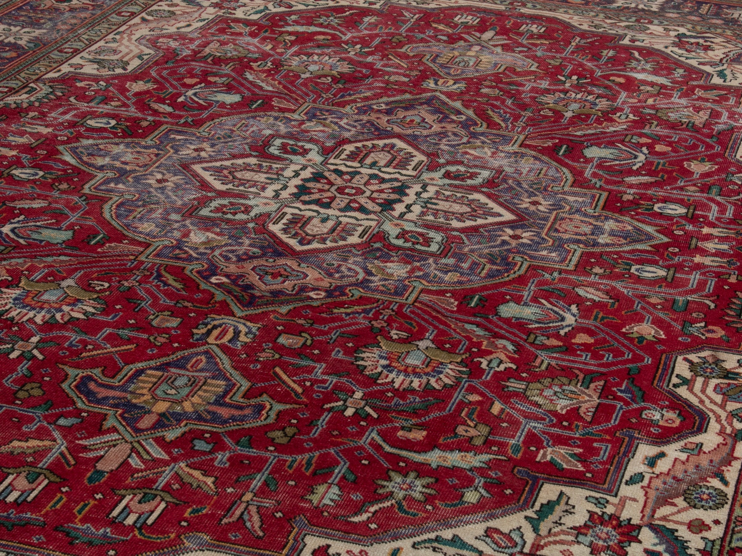 Persian Tabriz oversized rug in deep red and burgundy, view 8 of 18