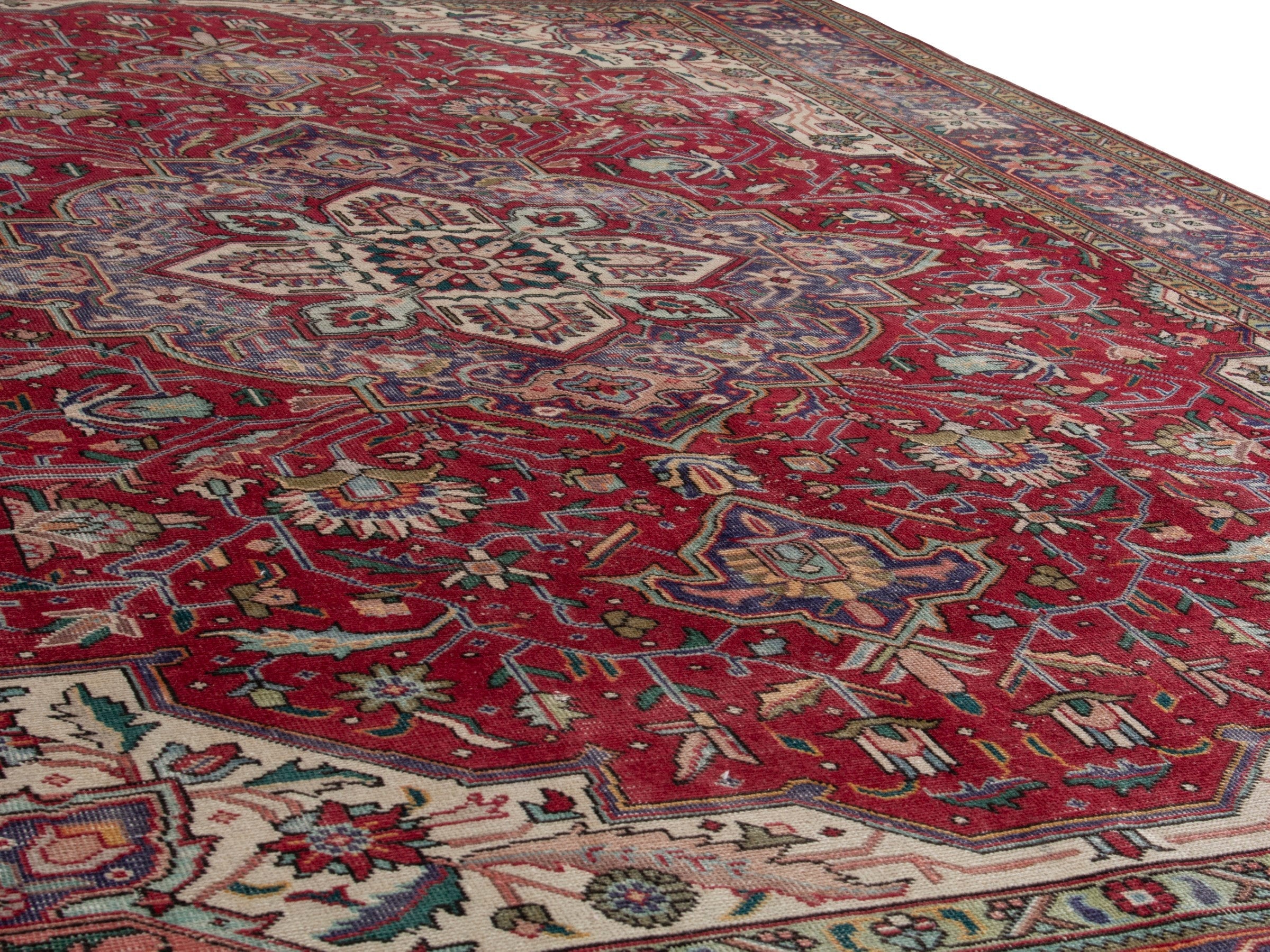Persian Tabriz oversized rug in deep red and burgundy, view 9 of 18