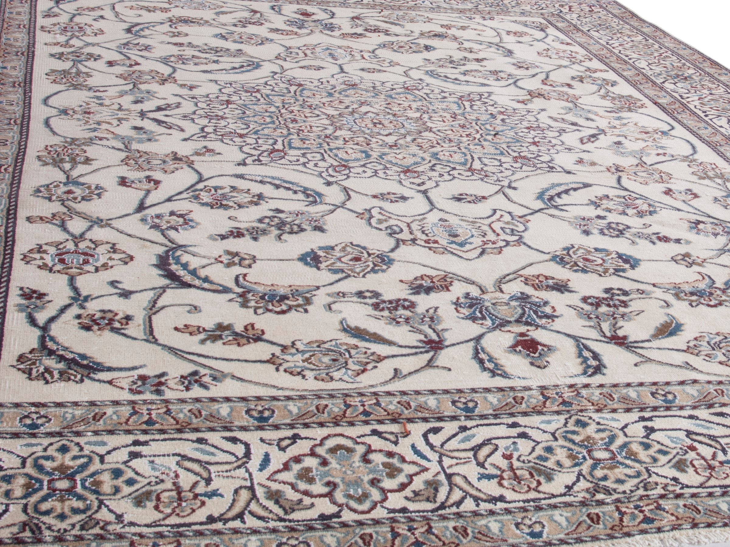 Persian Nain oversized rug in cream and greige, view 11 of 21