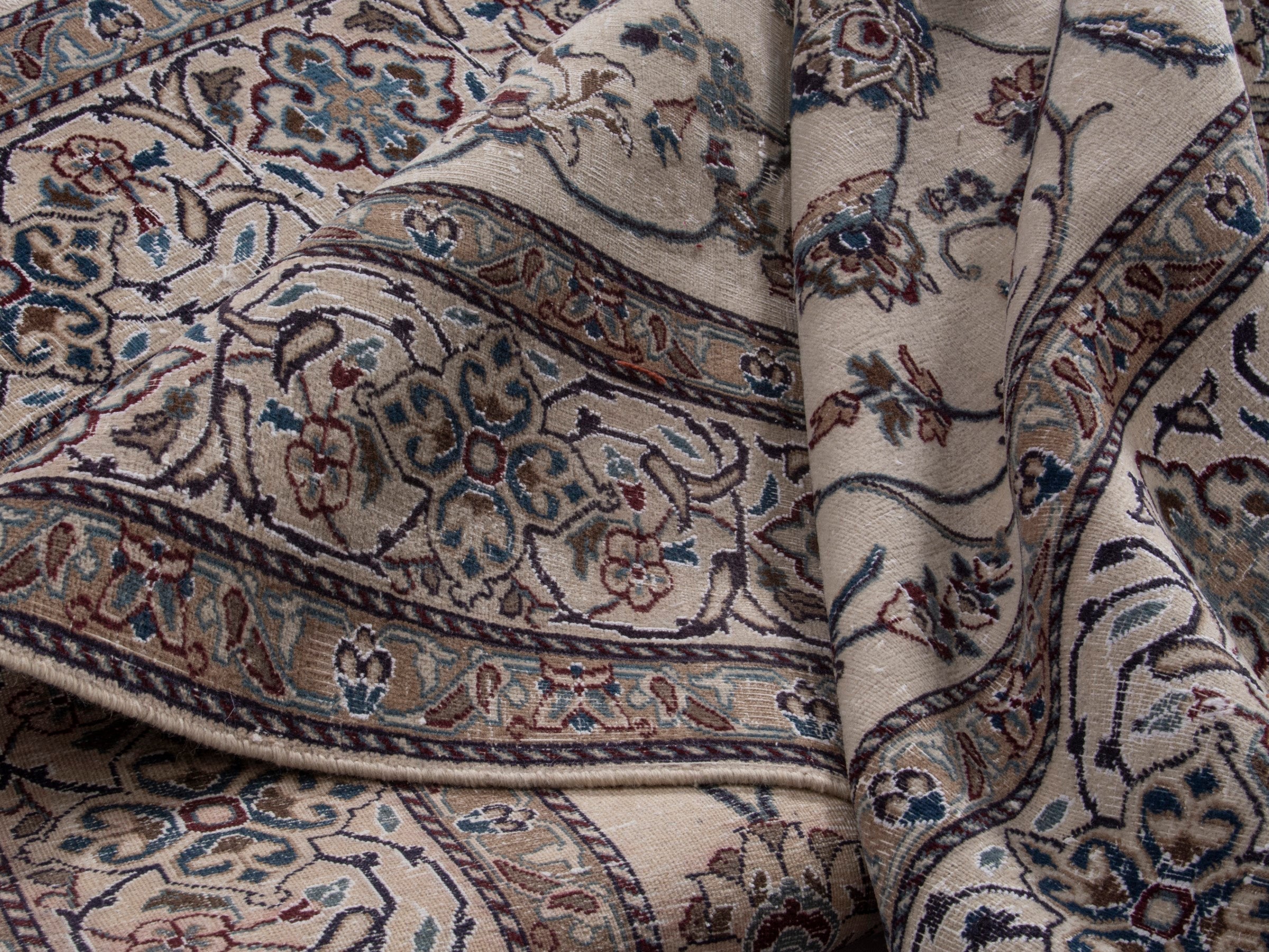 Persian Nain oversized rug in cream and greige, view 17 of 21