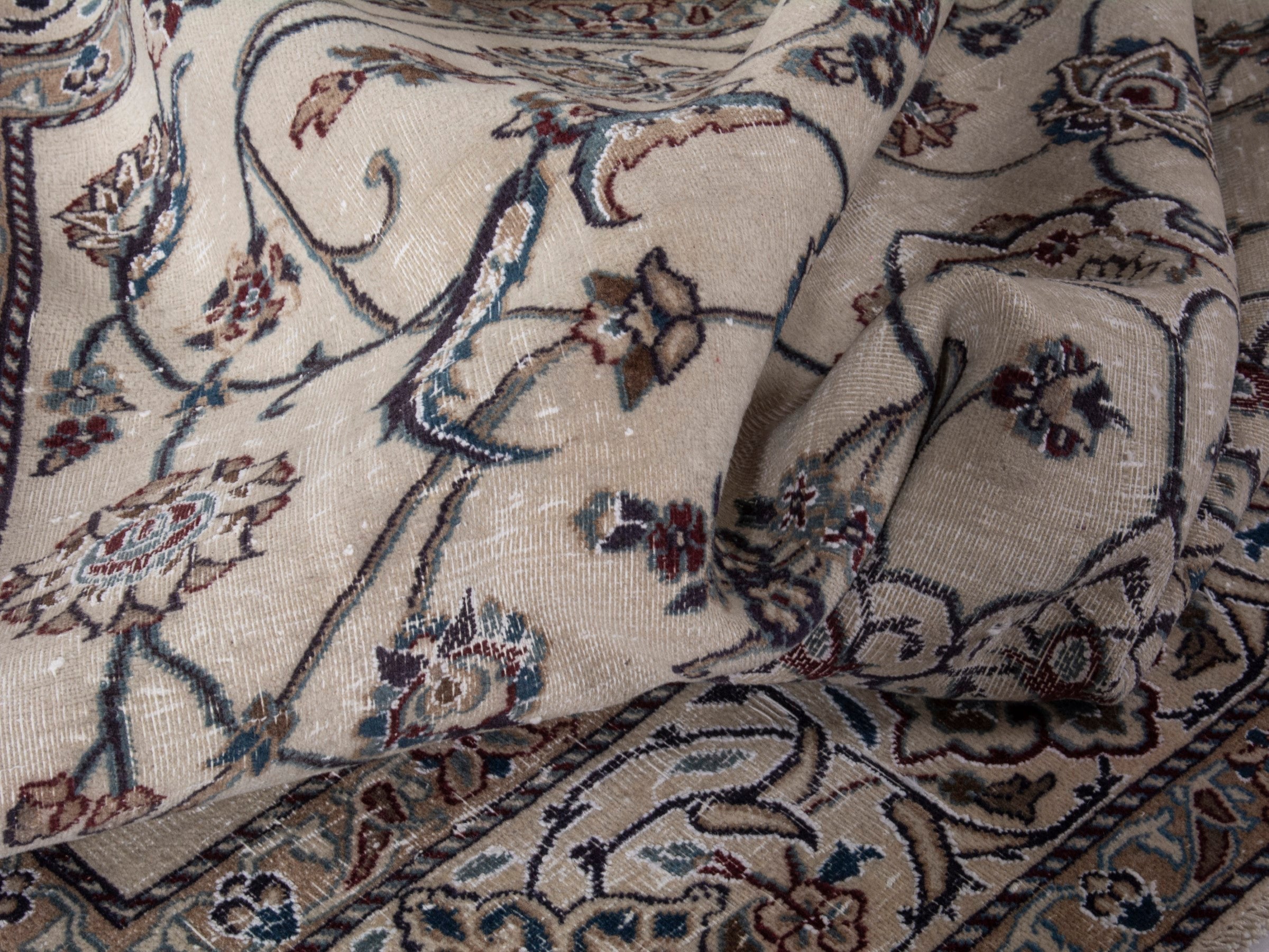 Persian Nain oversized rug in cream and greige, view 19 of 21