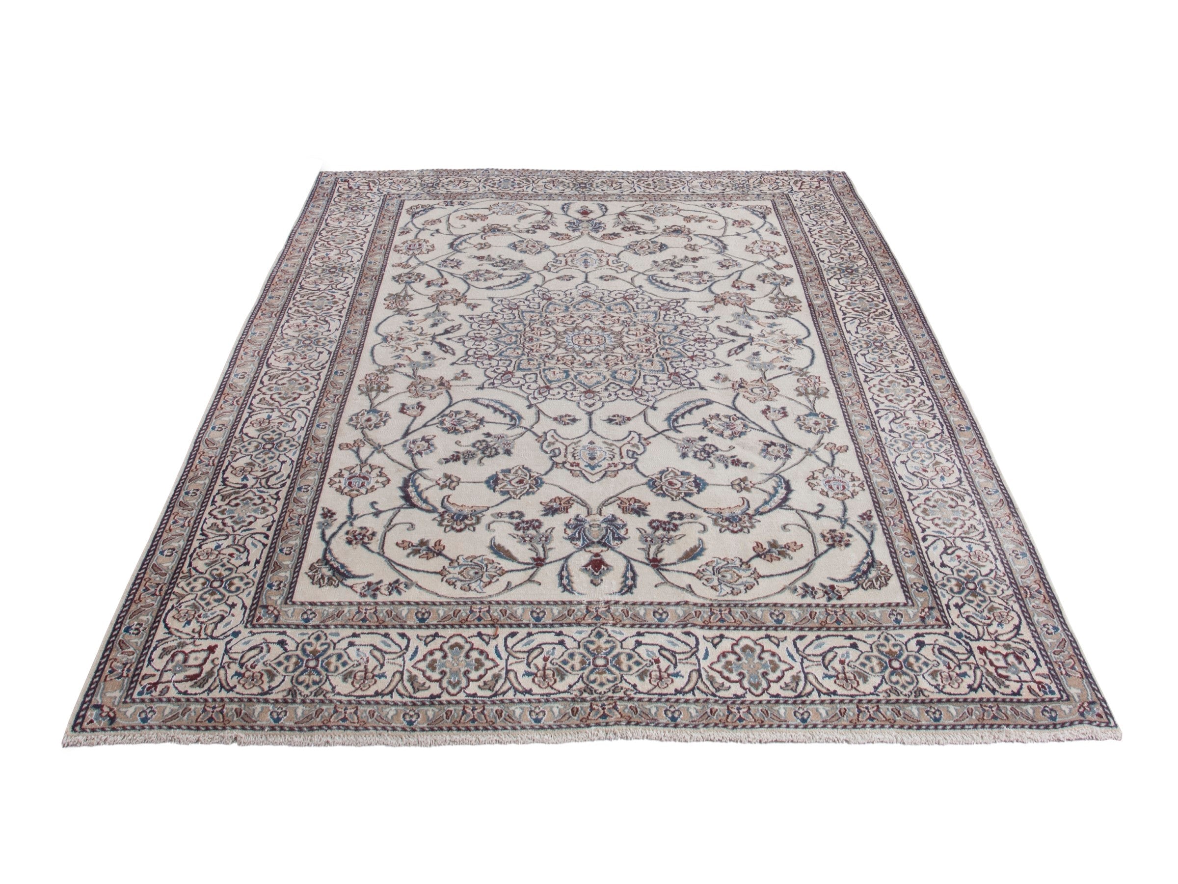 Persian Nain oversized rug in cream and greige, view 2 of 21