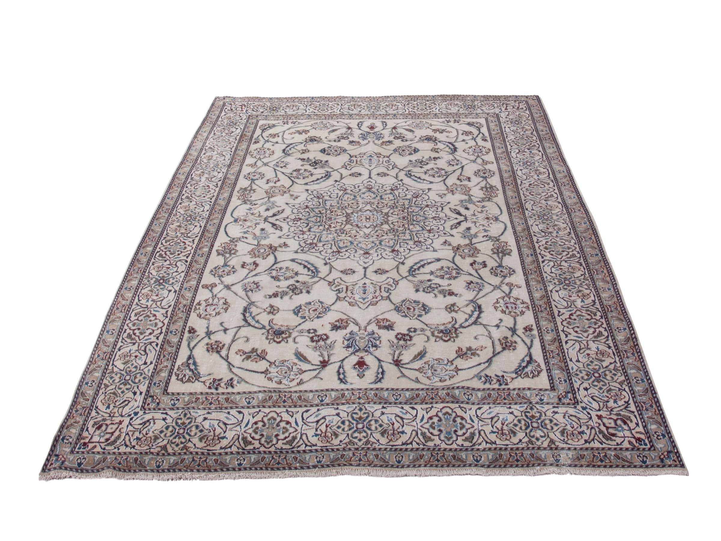 Persian Nain oversized rug in cream and greige, view 3 of 21