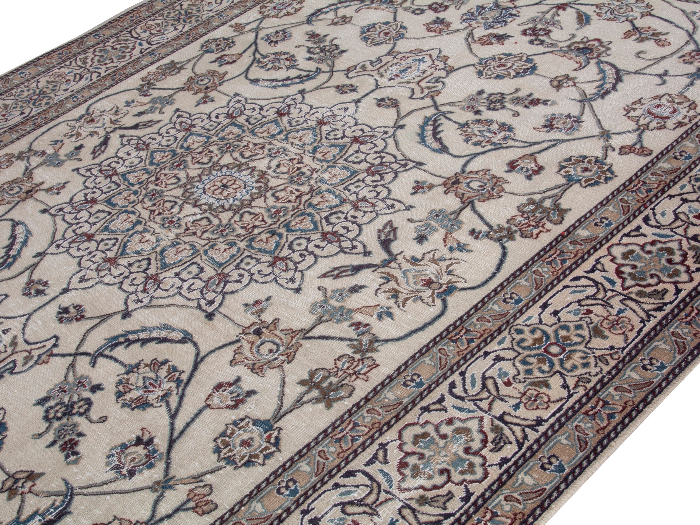 Persian Nain oversized rug in cream and greige, view 4 of 21