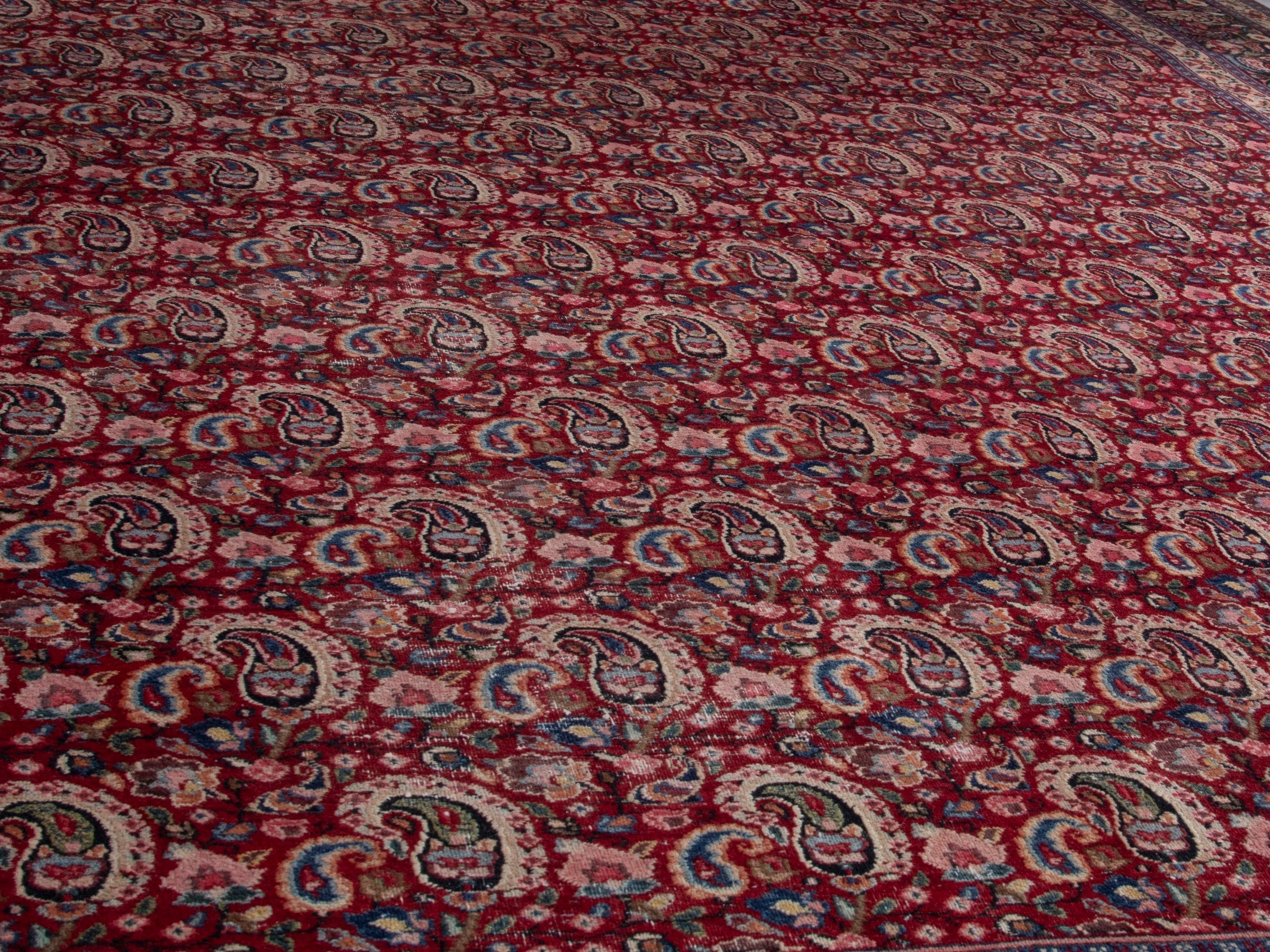 Persian Birjand oversized rug in burgundy and navy, view 11 of 21