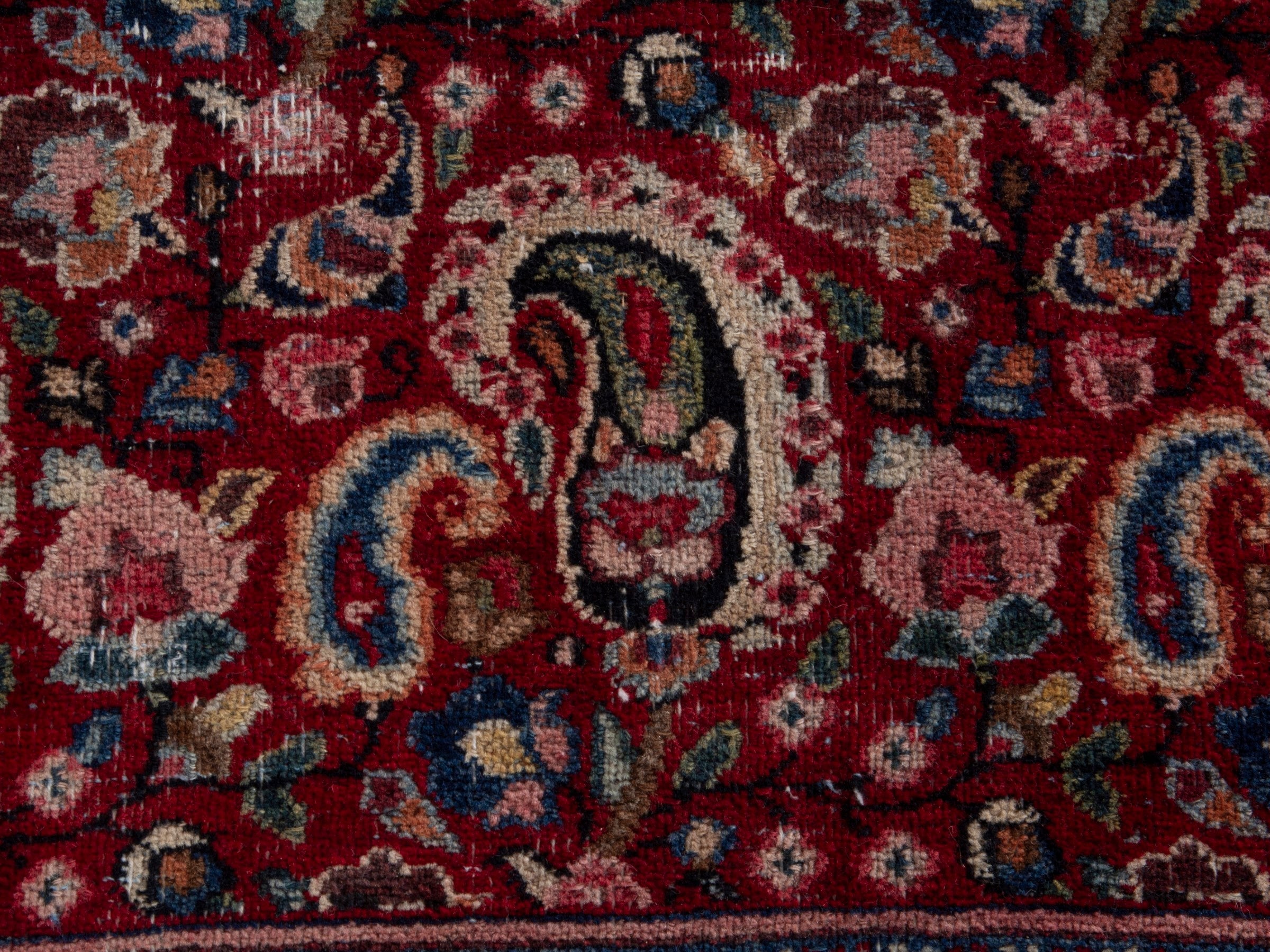 Persian Birjand oversized rug in burgundy and navy, view 13 of 21