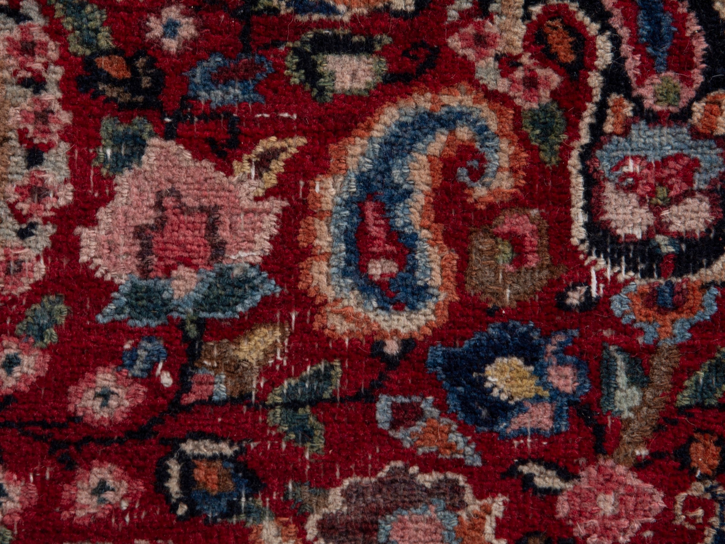 Persian Birjand oversized rug in burgundy and navy, view 14 of 21