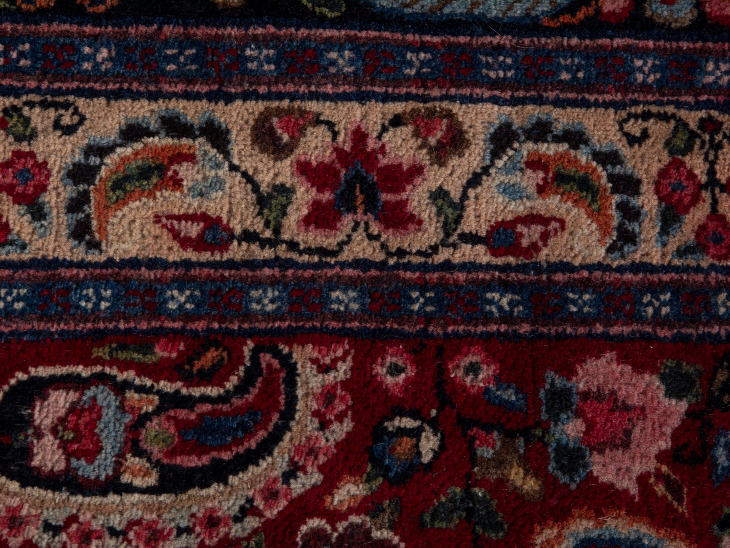 Persian Birjand oversized rug in burgundy and navy, view 15 of 21