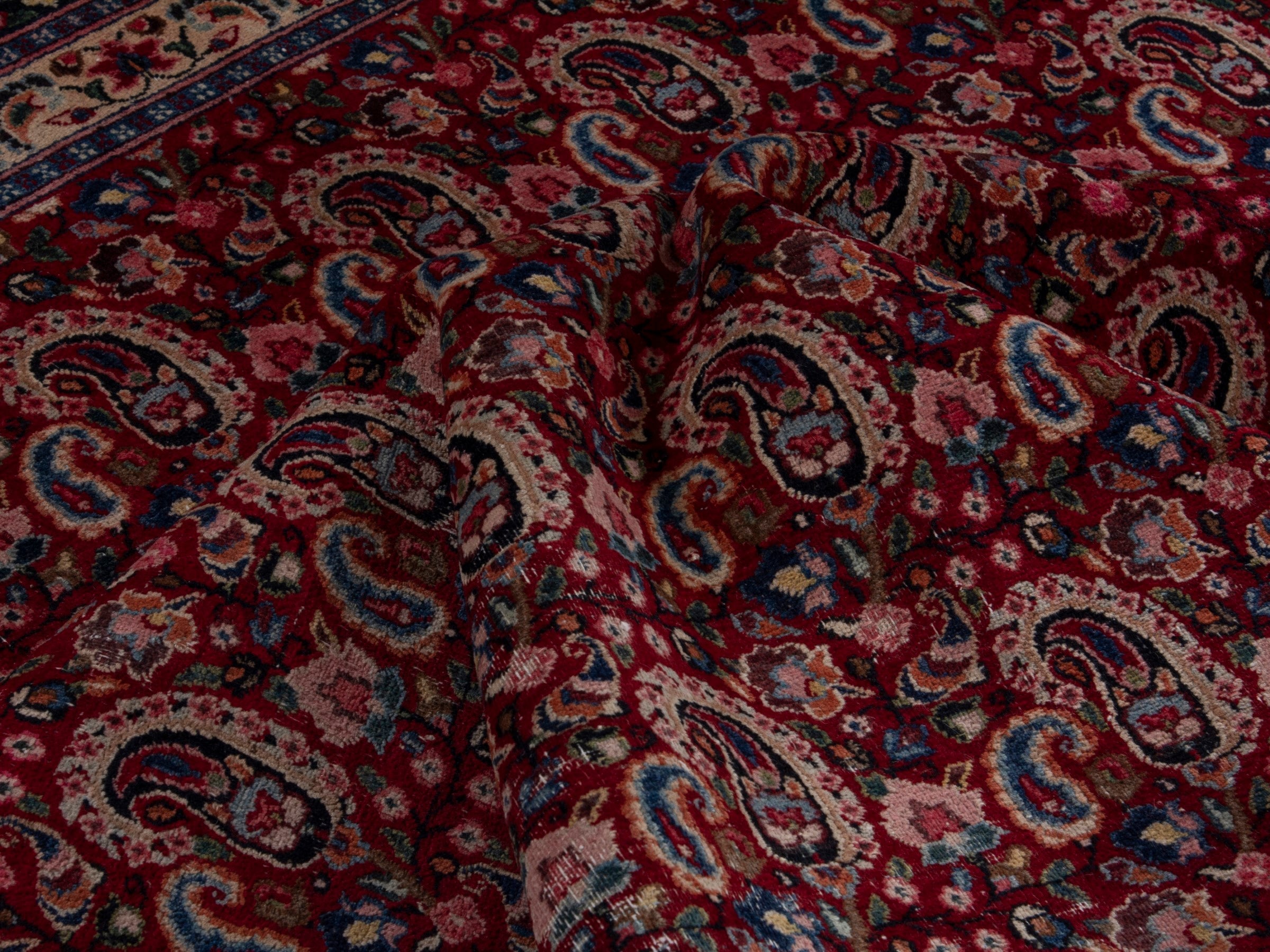 Persian Birjand oversized rug in burgundy and navy, view 16 of 21