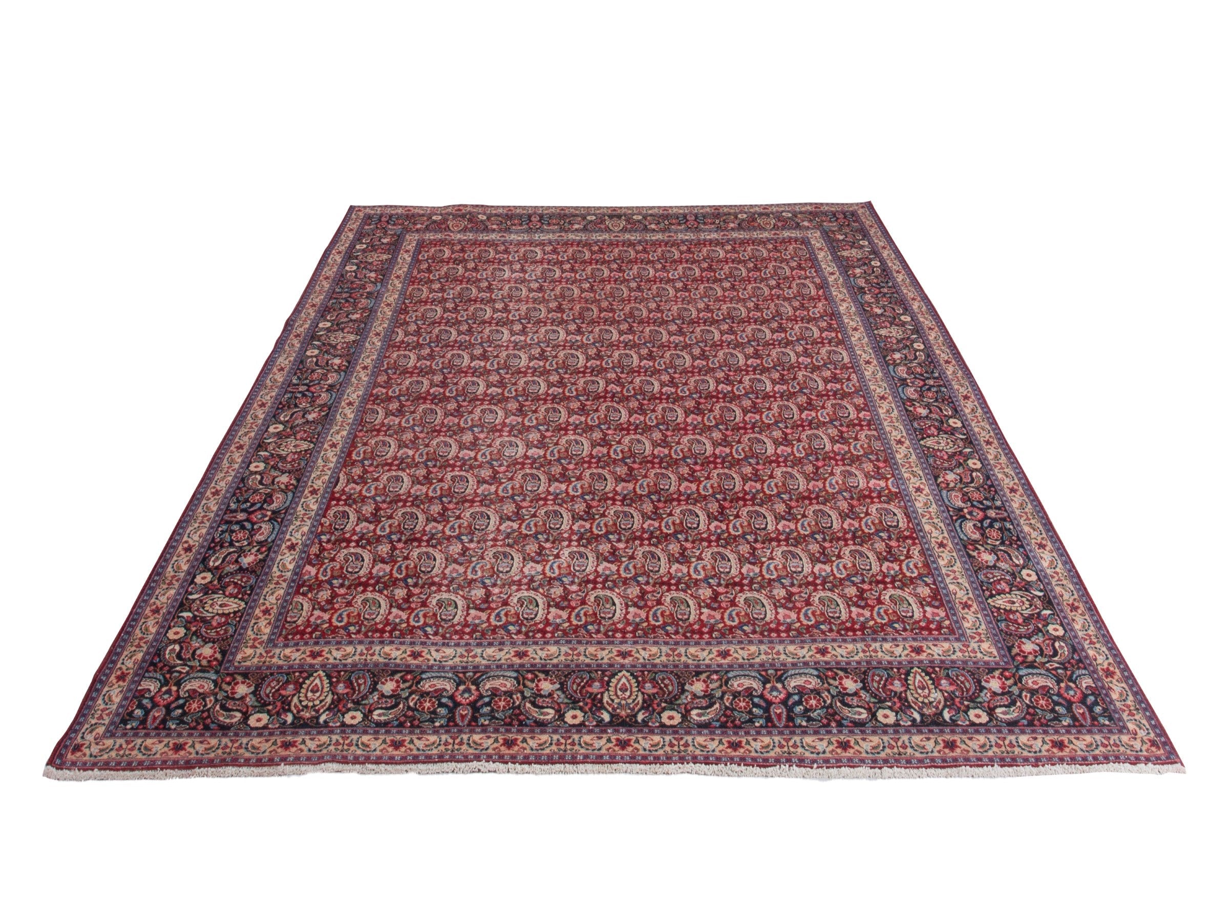 Persian Birjand oversized rug in burgundy and navy, view 2 of 21