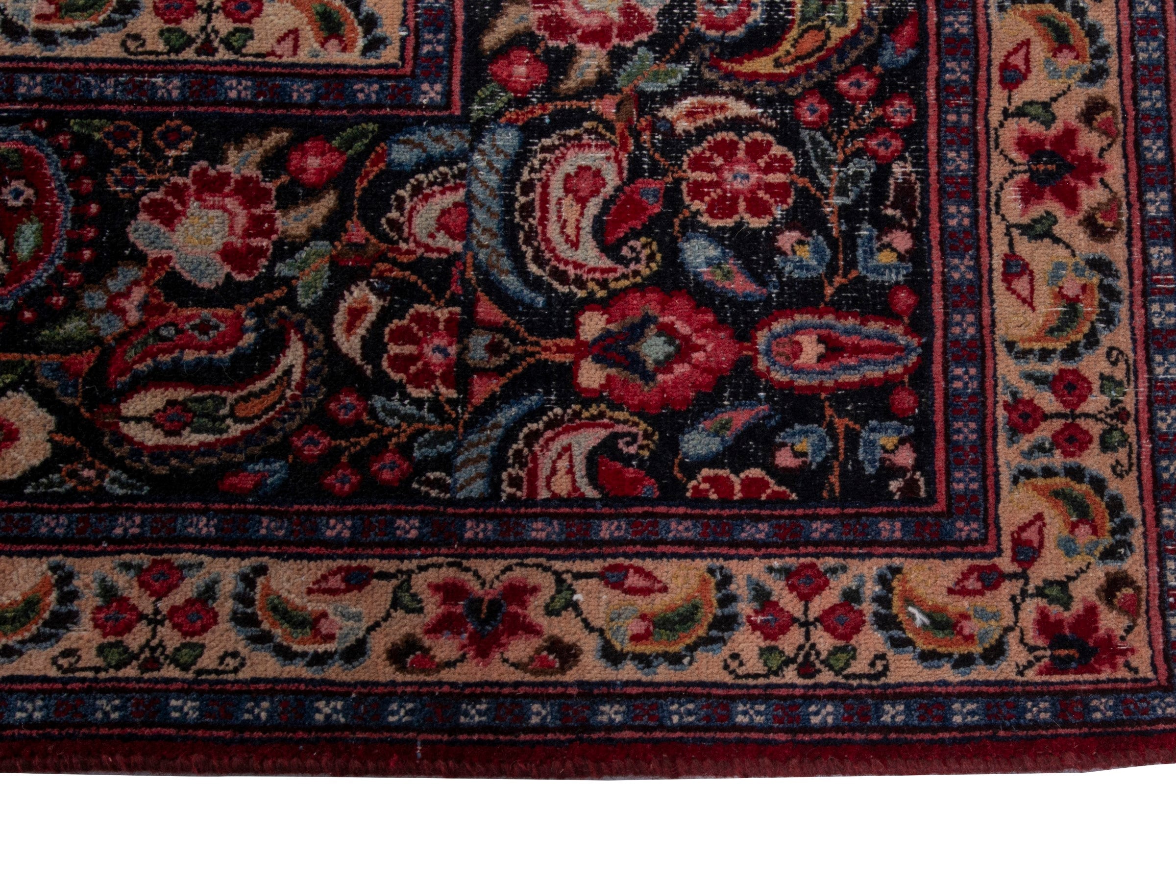 Persian Birjand oversized rug in burgundy and navy, view 5 of 21