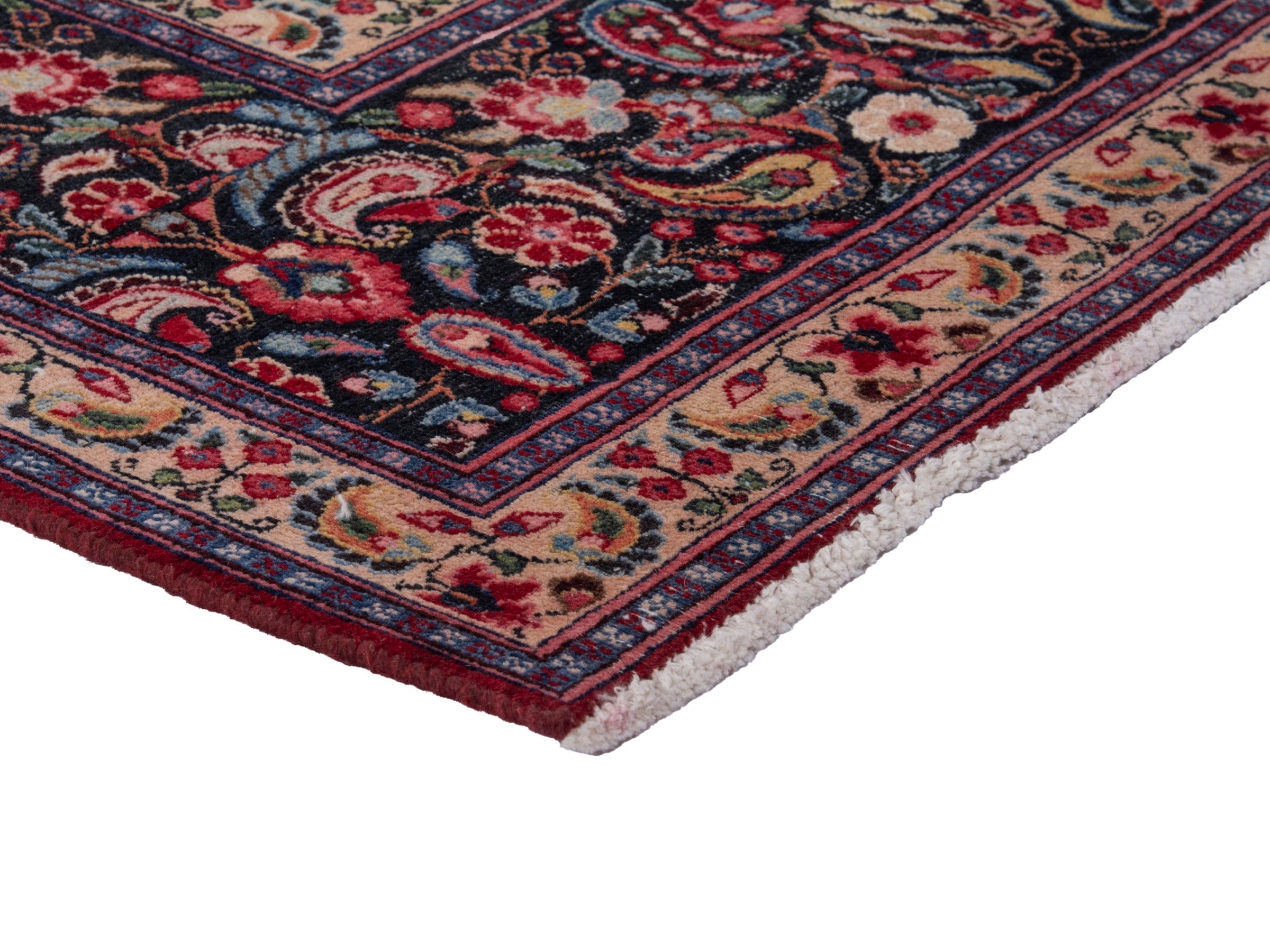 Persian Birjand oversized rug in burgundy and navy, view 7 of 21