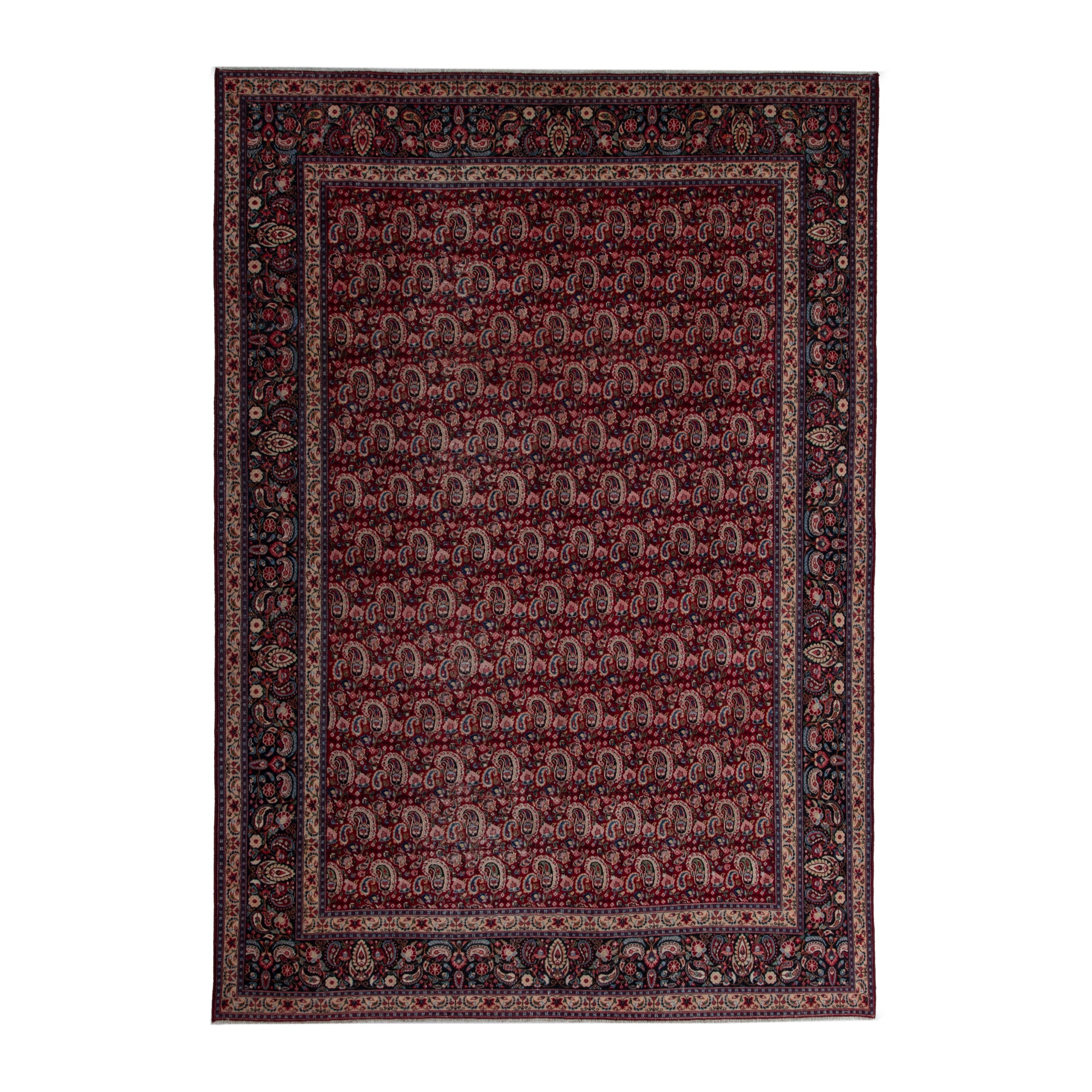 Persian Birjand oversized rug in burgundy and navy, 9'5" x 12'8"