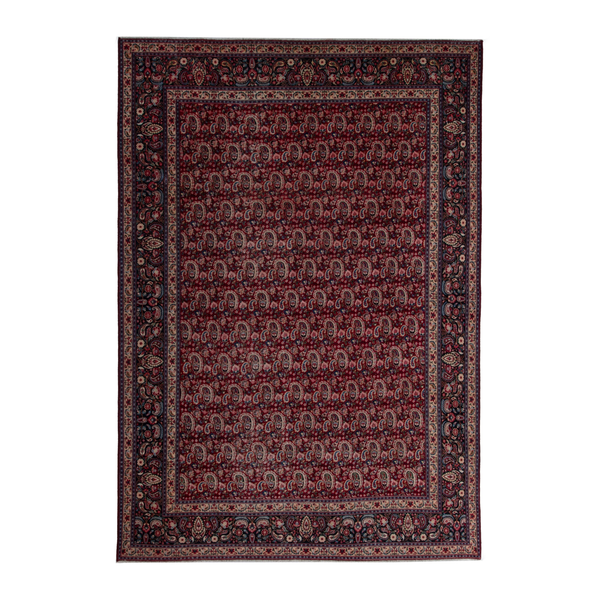 Persian Birjand oversized rug in burgundy and navy, 9'5" x 12'8"