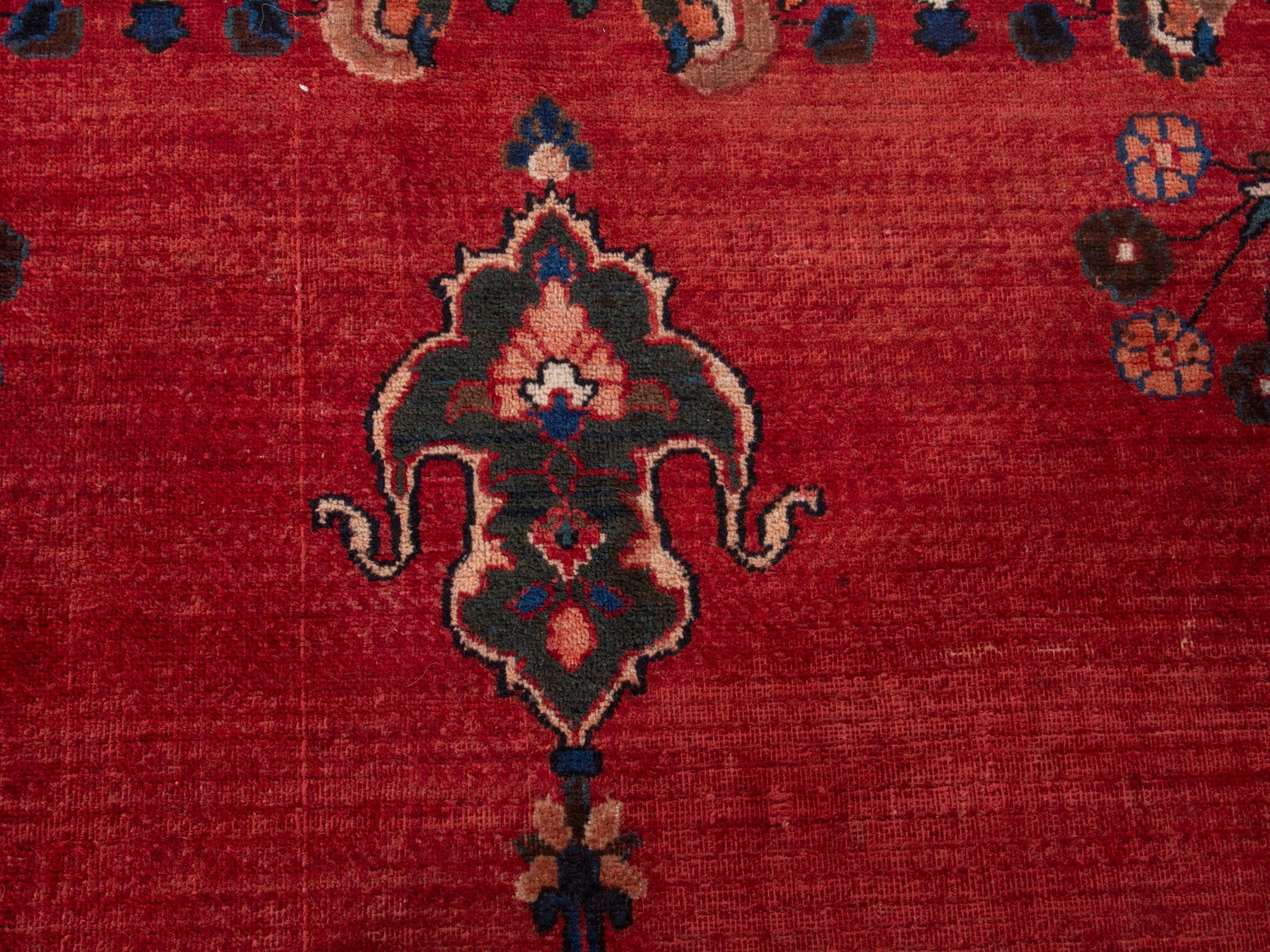 Persian Mashhad oversized rug in deep red and navy, view 14 of 20
