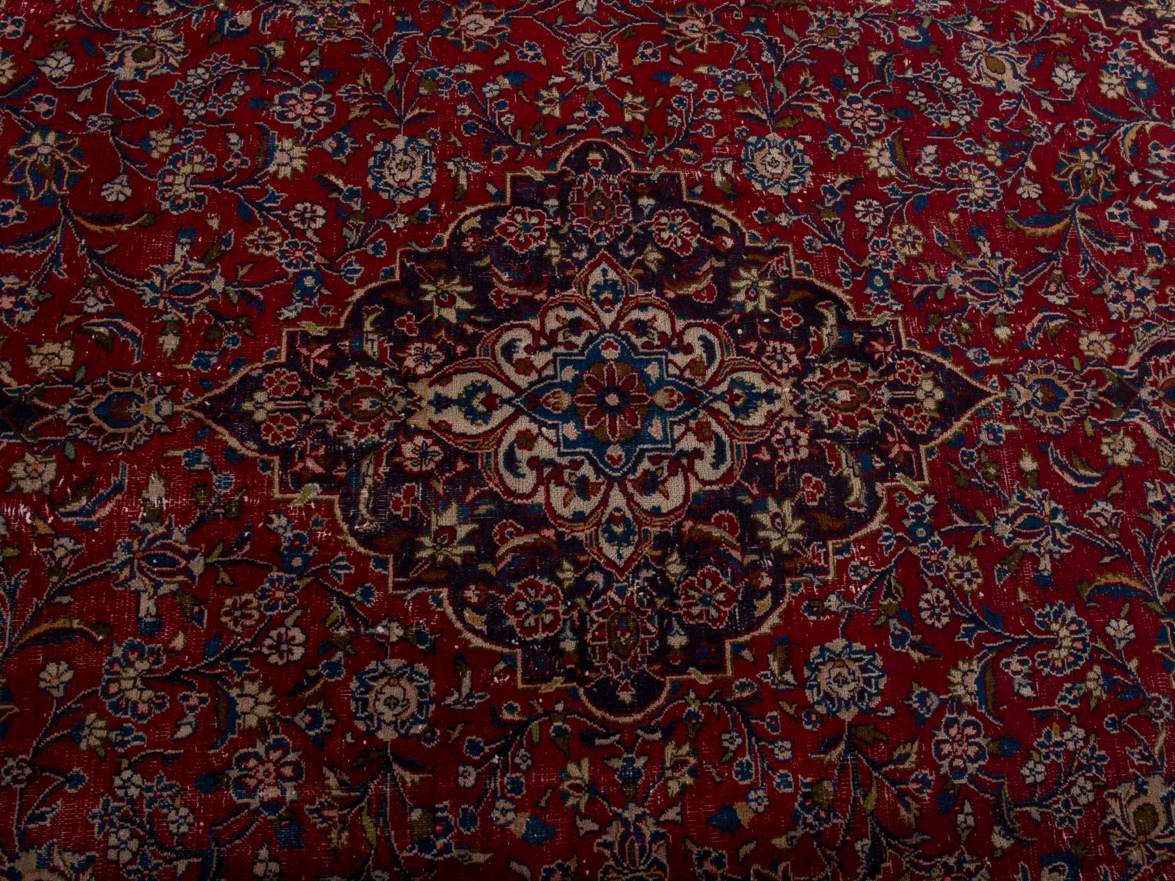 Persian Mashhad oversized rug in deep red and black cherry, view 12 of 20